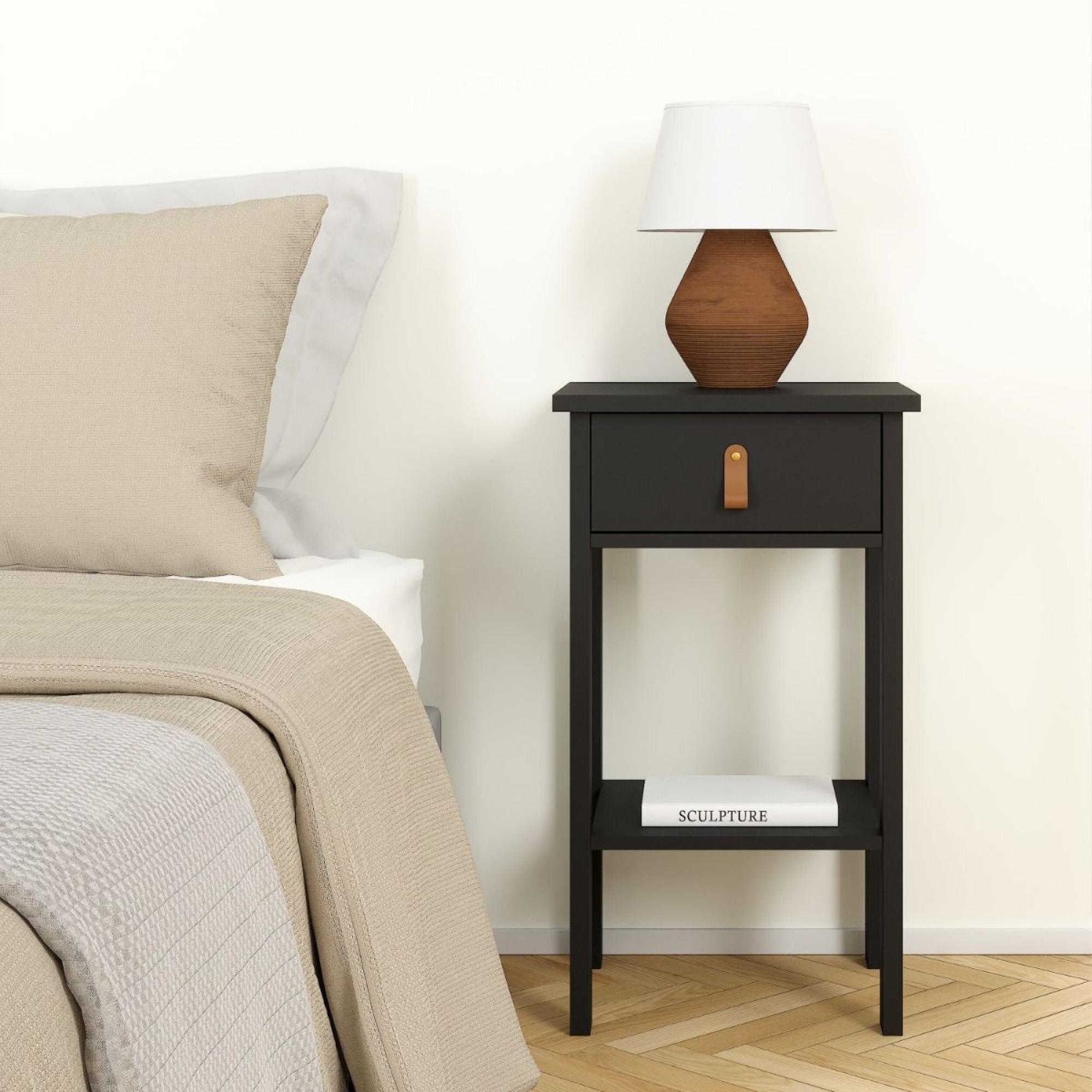 Barcelona Bedside Table - 1 Drawer - Matt Black