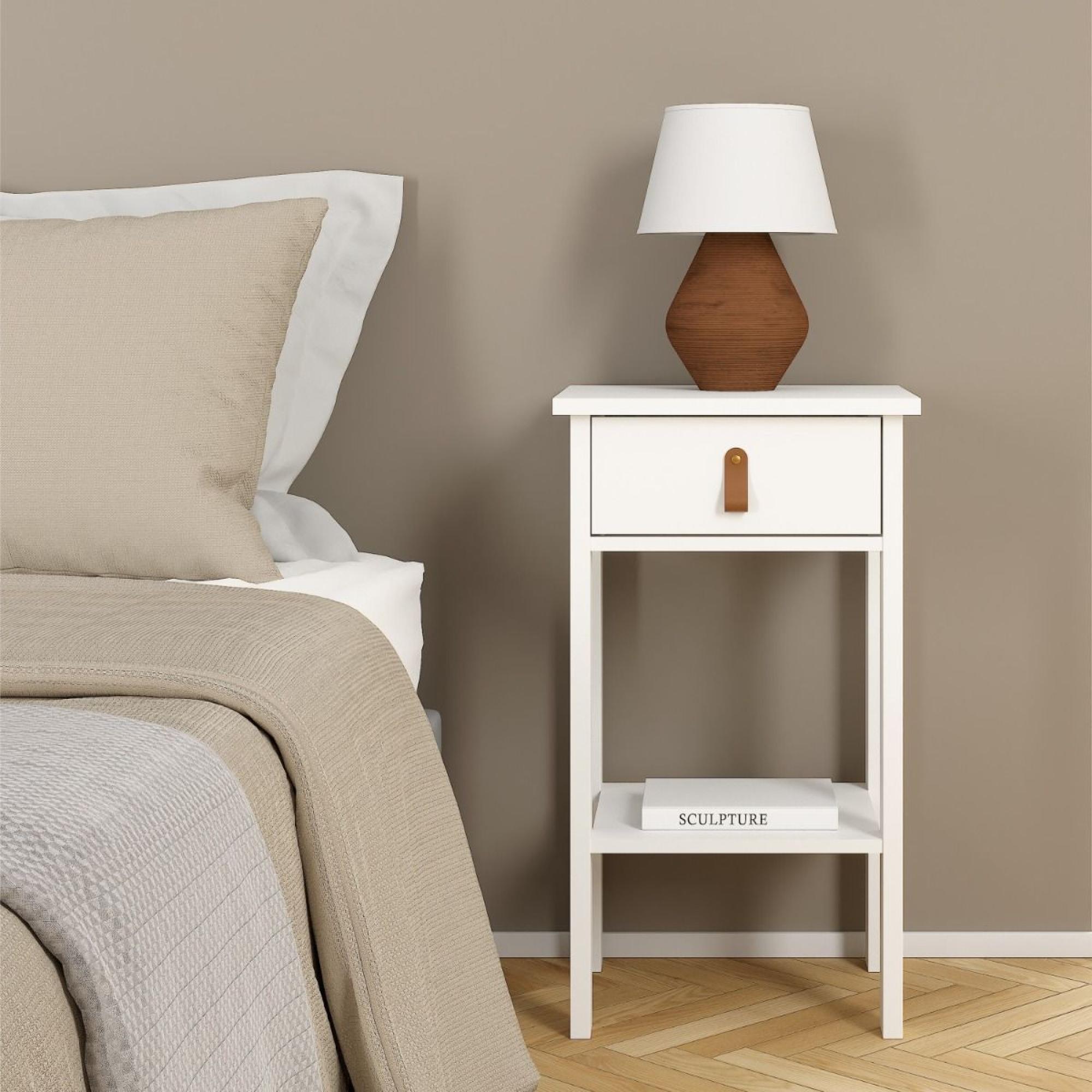 Barcelona Bedside Table - 1 Drawer - White