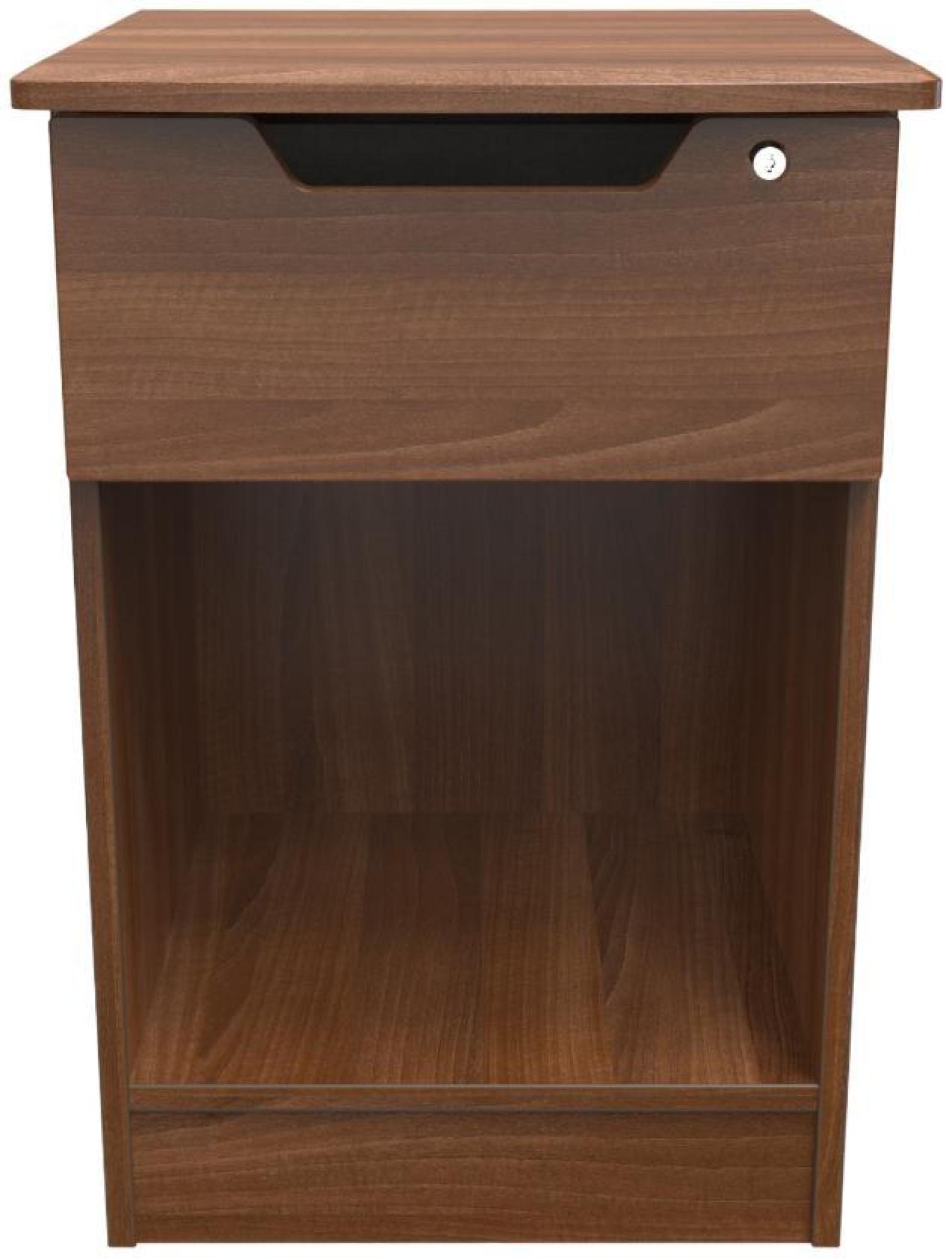 Bella Bedside Cabinet - 1 Drawer with Lock - Walnut