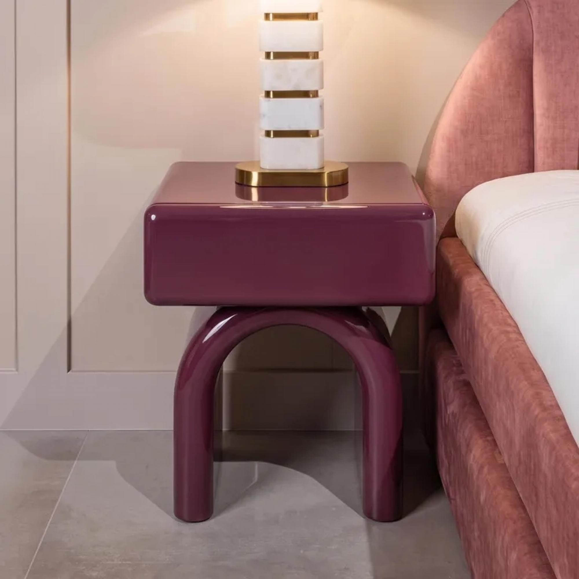 Bennet Bedside Table - 1 Drawer - Burgundy
