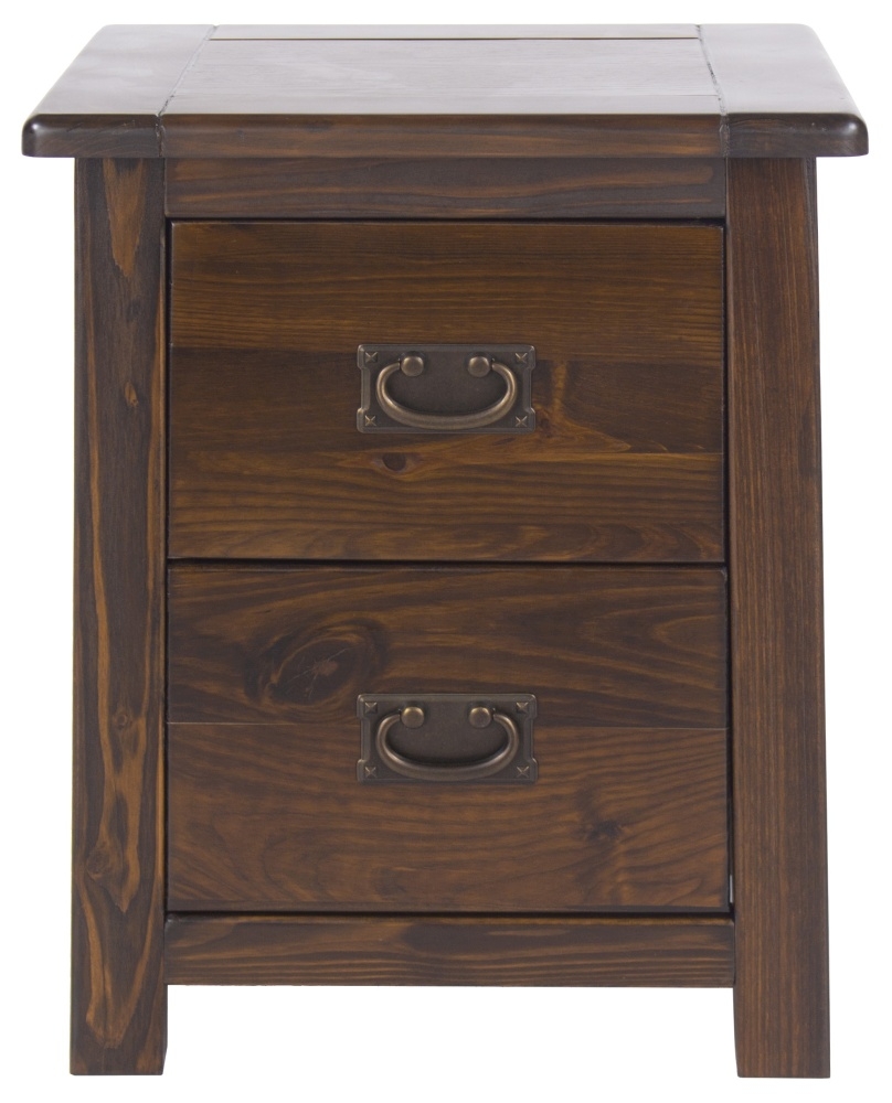 Boston Bedside Cabinet - 2 Drawer - Dark Wood