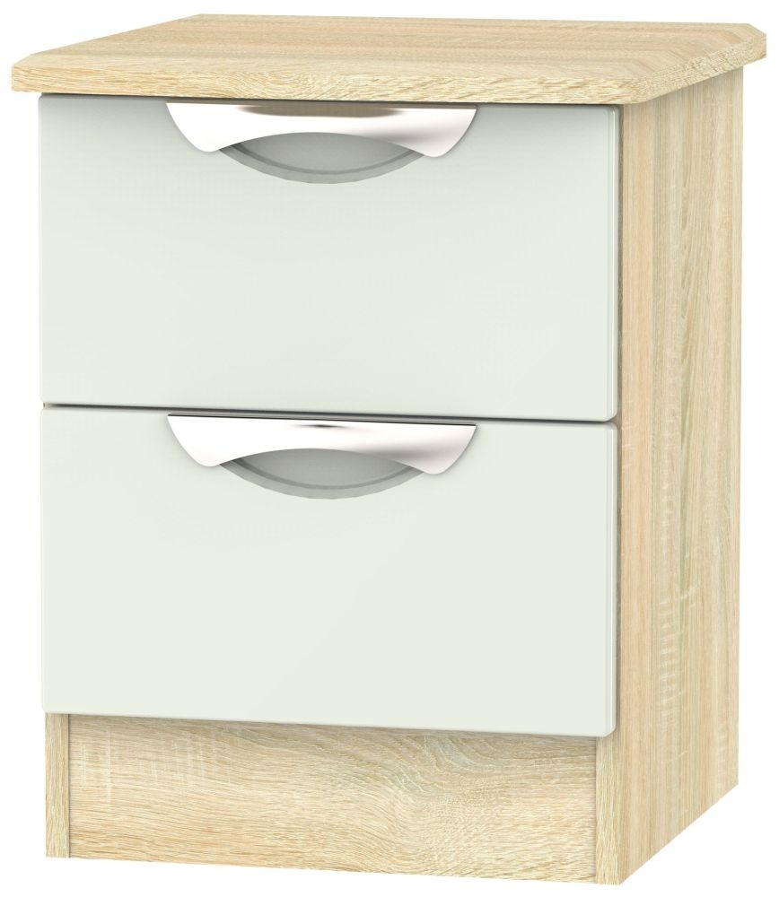 Camden Bedside Cabinet - 2 Drawer - Cashmere and Oak