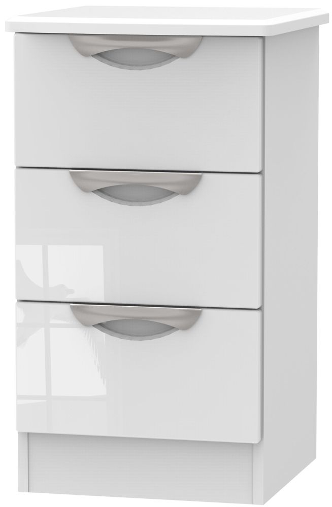 Camden Bedside Cabinet - 3 Drawer - White Gloss