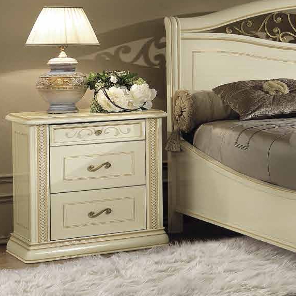Siena Bedside Cabinet - 3 Drawer - Ivory