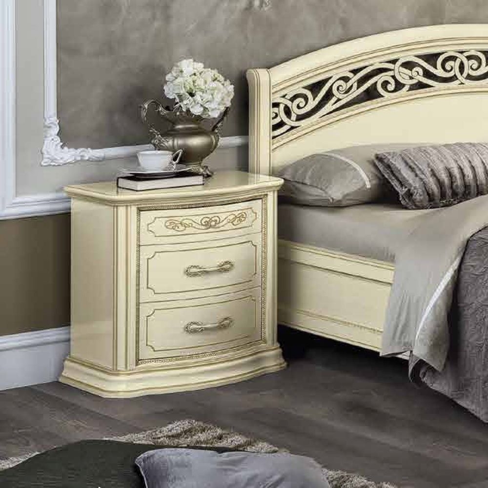 Torriani Bedside Cabinet - VIP - 3 Drawer - Ivory