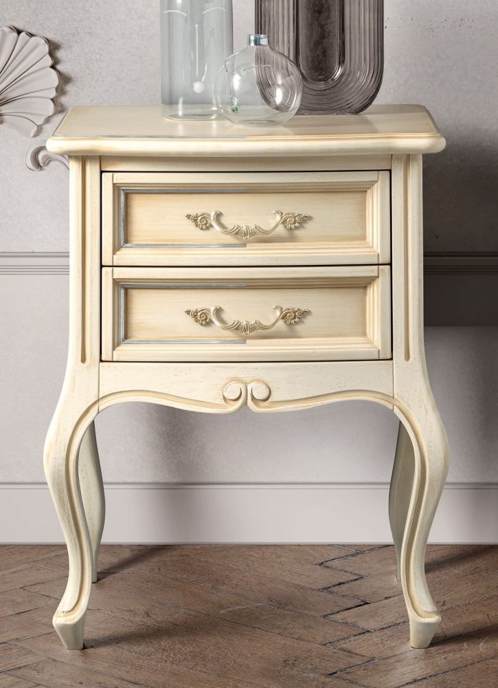 Verdi Bedside Table - 2 Drawer - Ivory - French Style