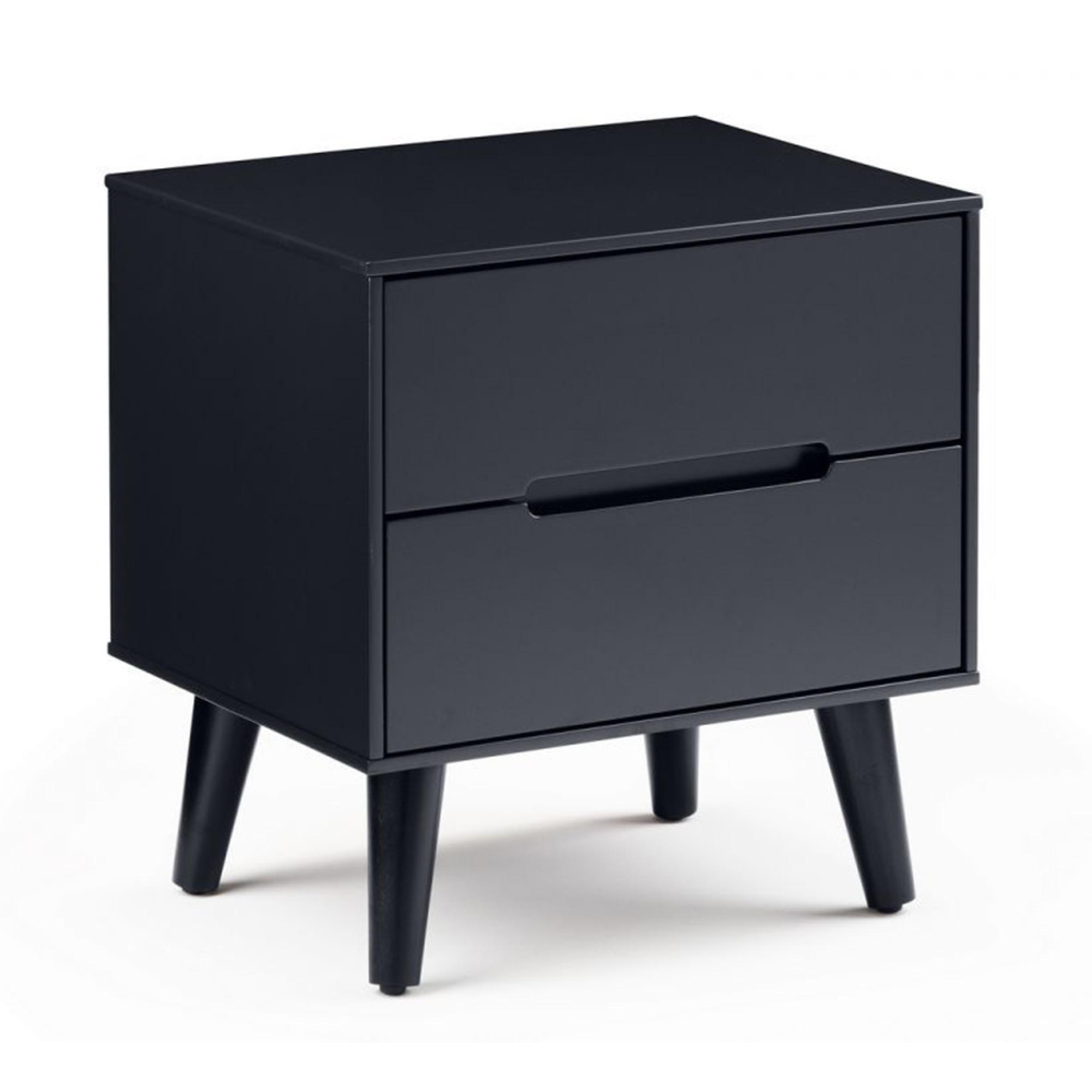 Clearance - Alicia Black Bedside Cabinet - 2 Drawer - FSS16028