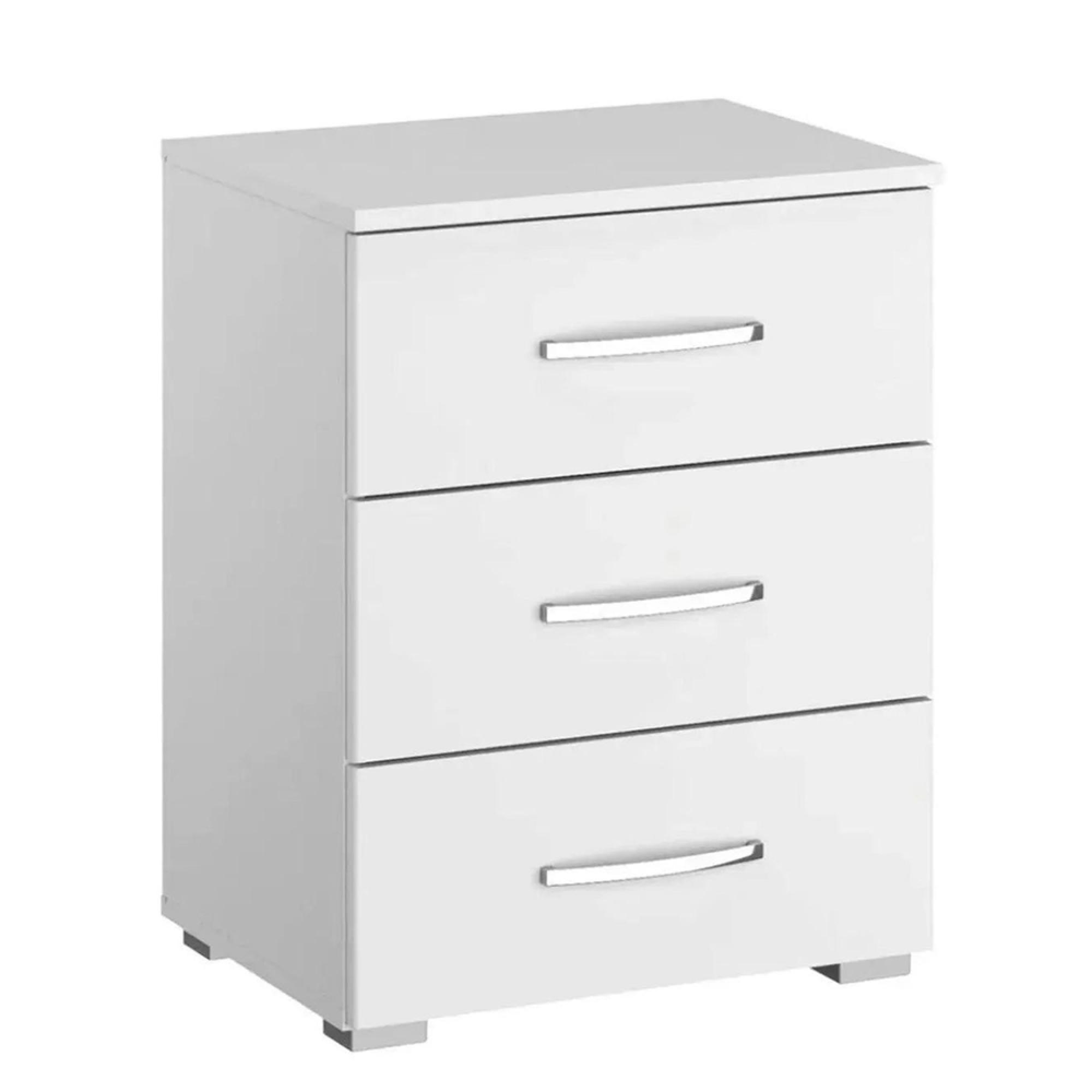 Clearance - Aditio Bedside Cabinet - 3 Drawer - White - FSS16356
