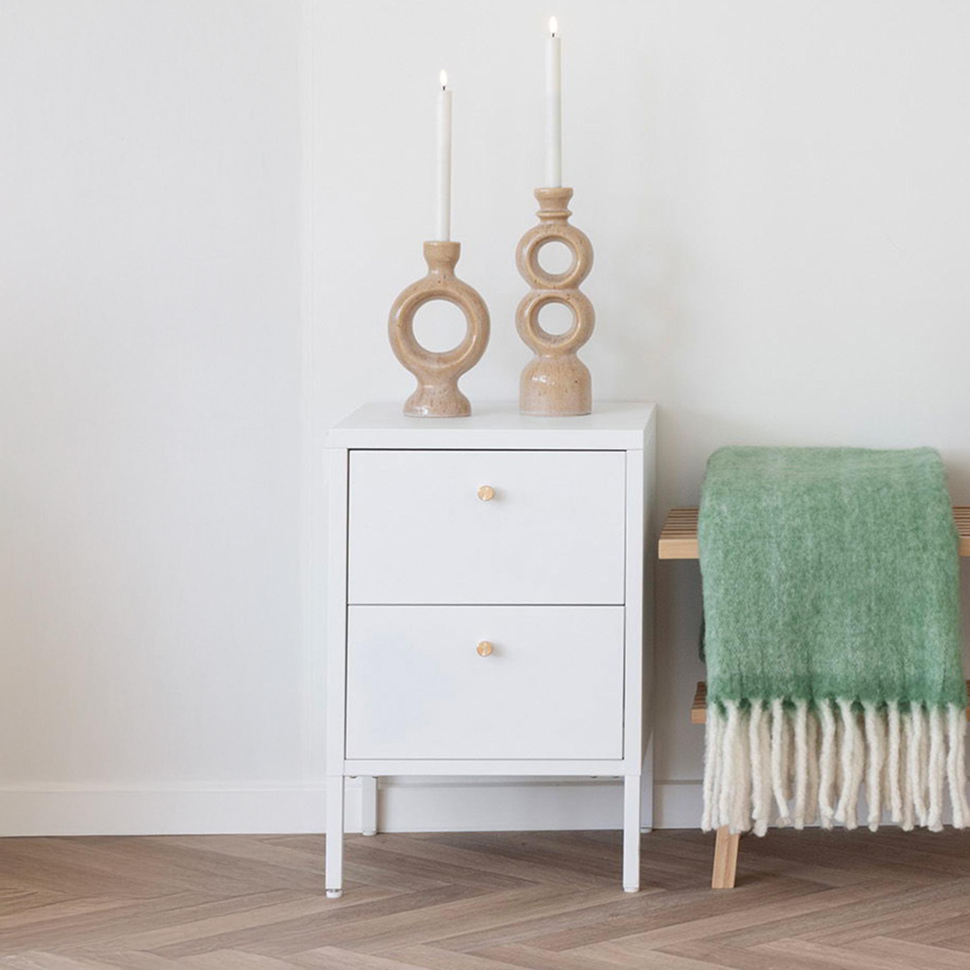 Dalby Bedside Cabinet - 2 Drawer - Metal - White