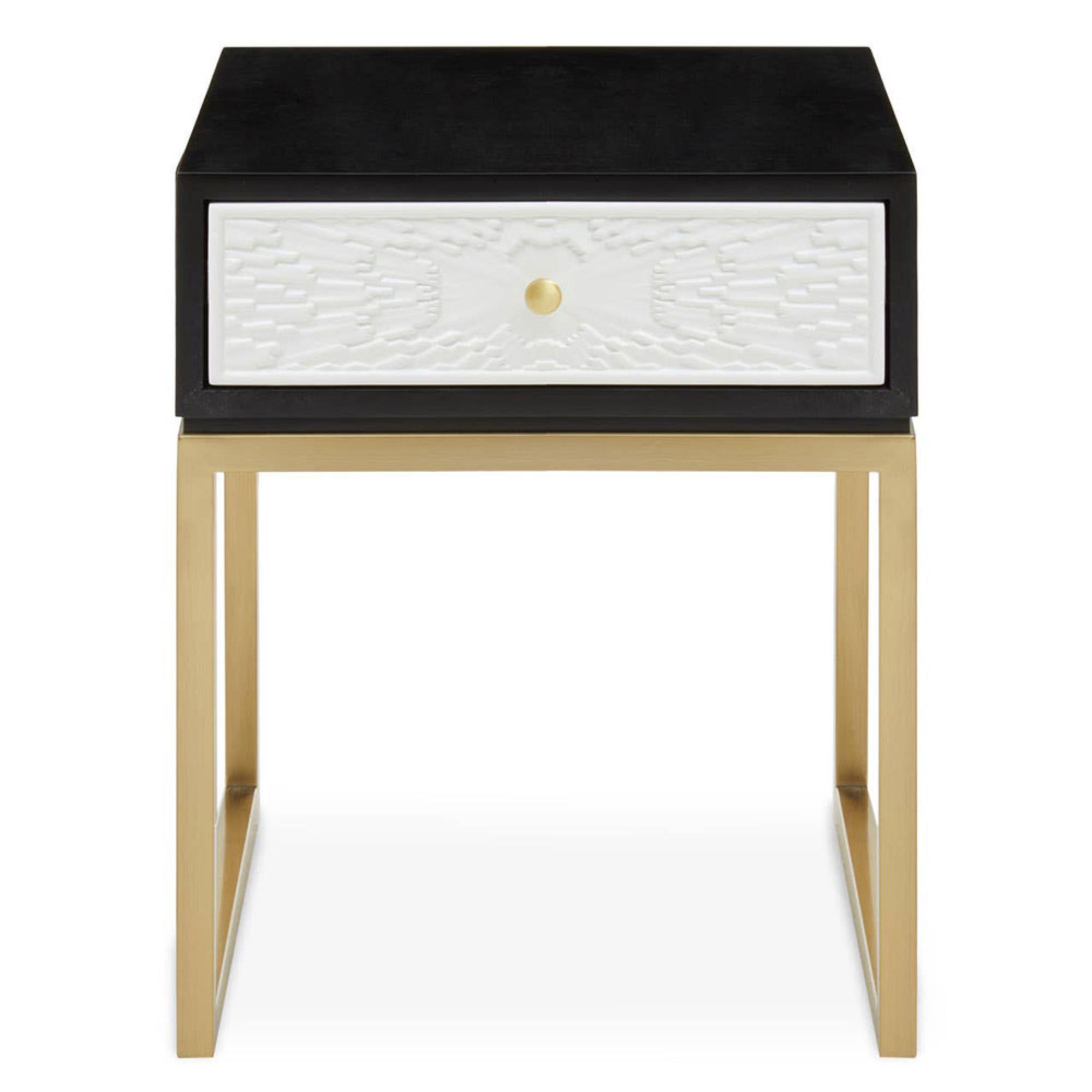 Dumas Bedside Table - 1 Drawer - Square - Black and White