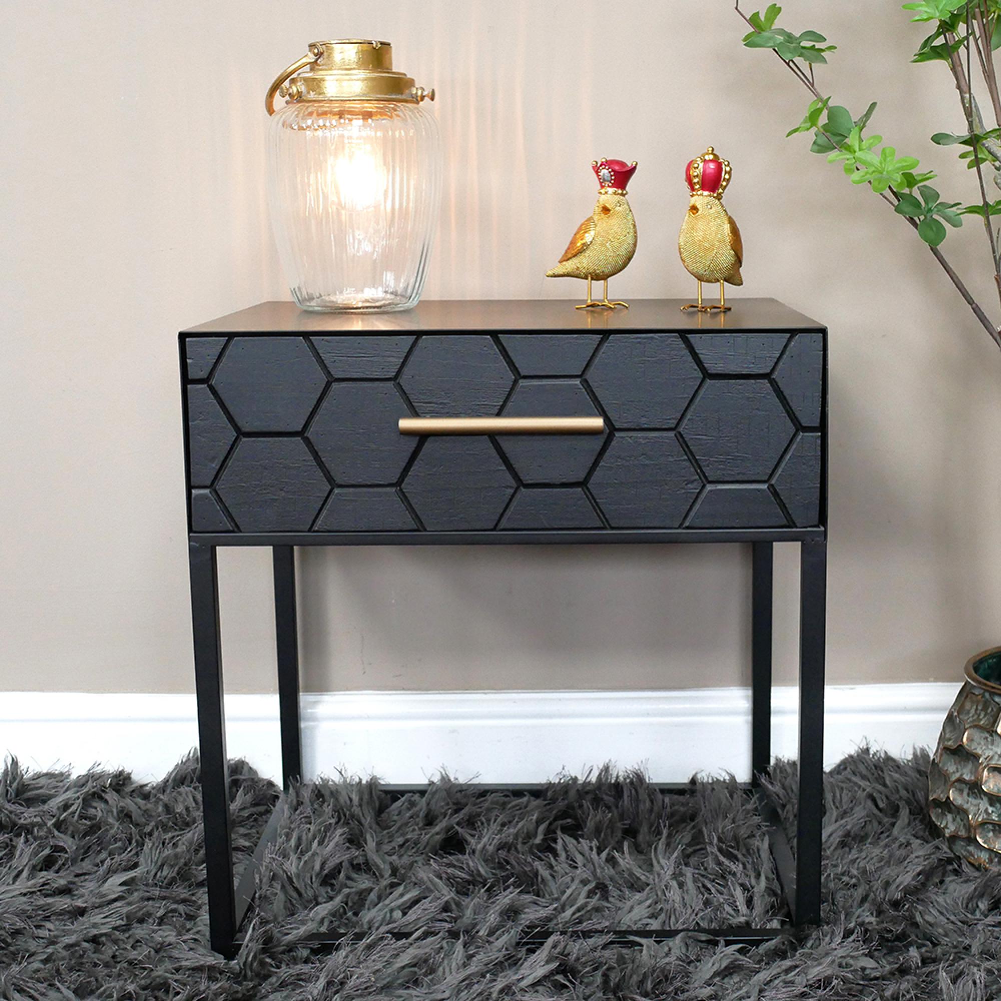 Bedside Table - 1 Drawer - Black