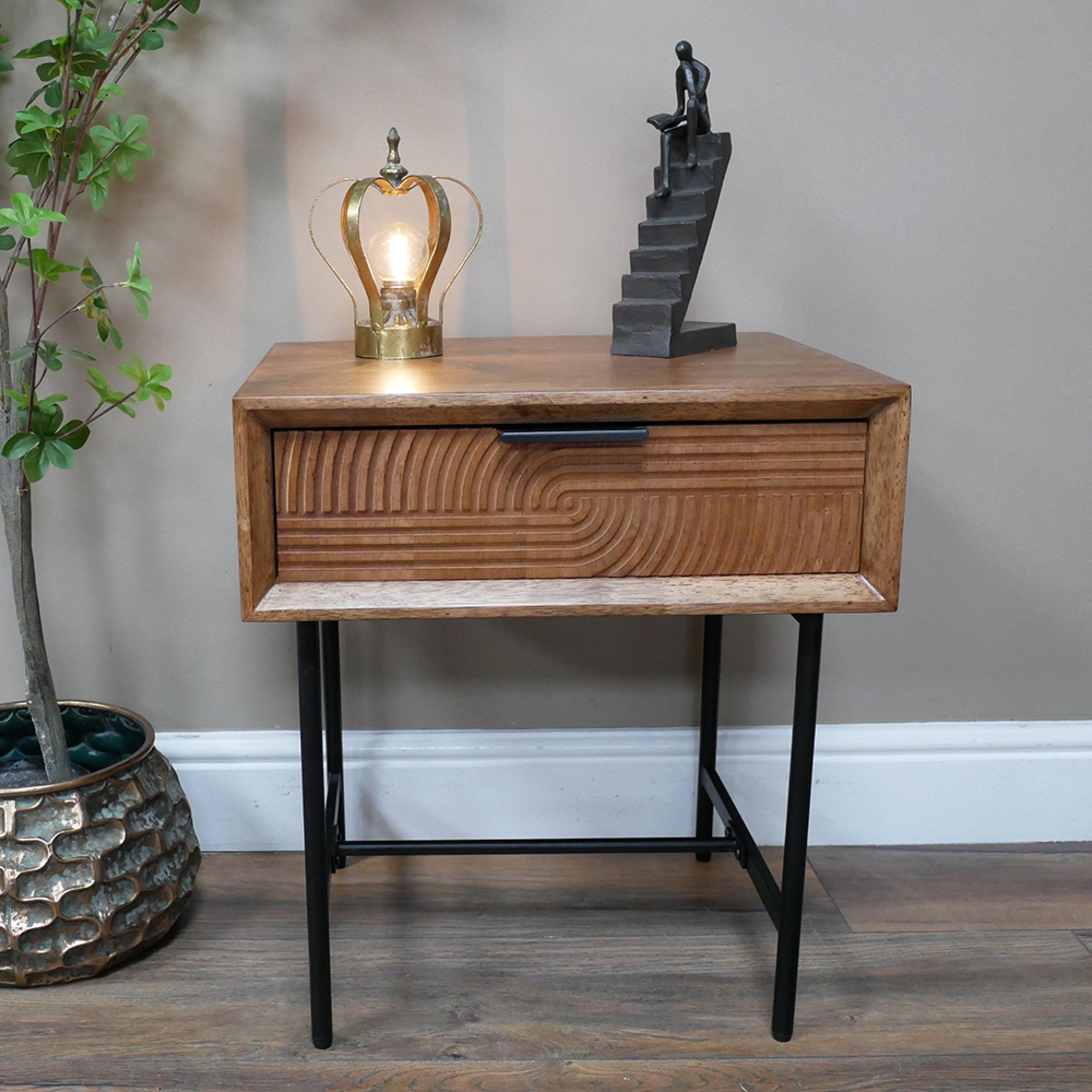 Bedside Table - 1 Drawer - Fir Wood