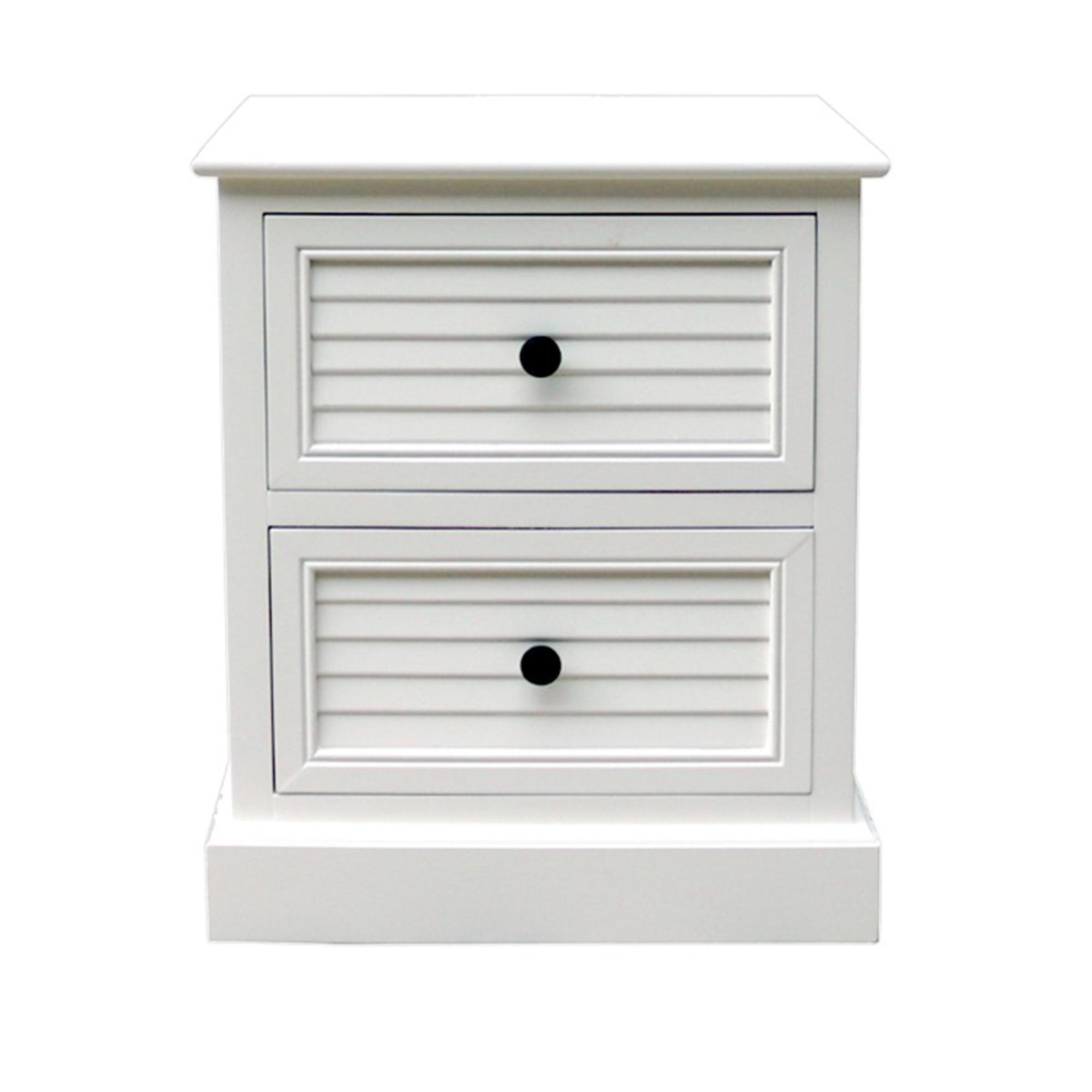 Elise Bedside Cabinet - 2 Drawer - Pearl White