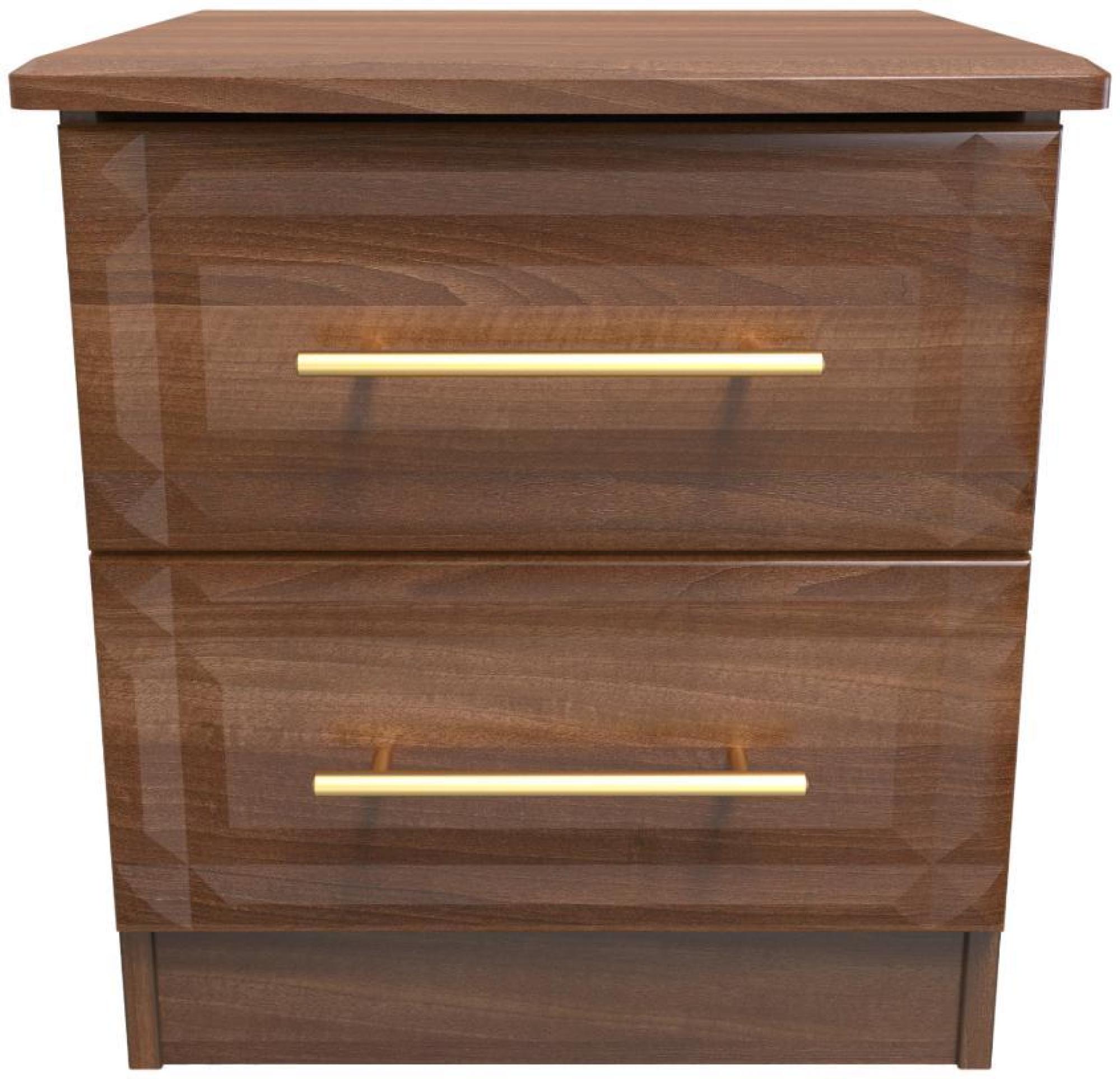 Faye Bedside Cabinet - 2 Drawer - Walnut