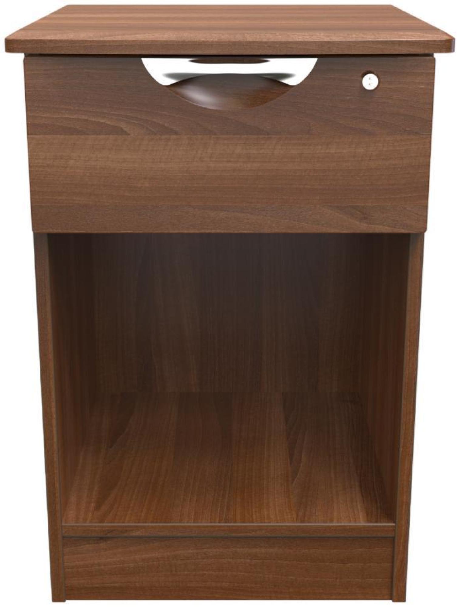 Flora Bedside Cabinet - 1 Drawer with Lock - Walnut
