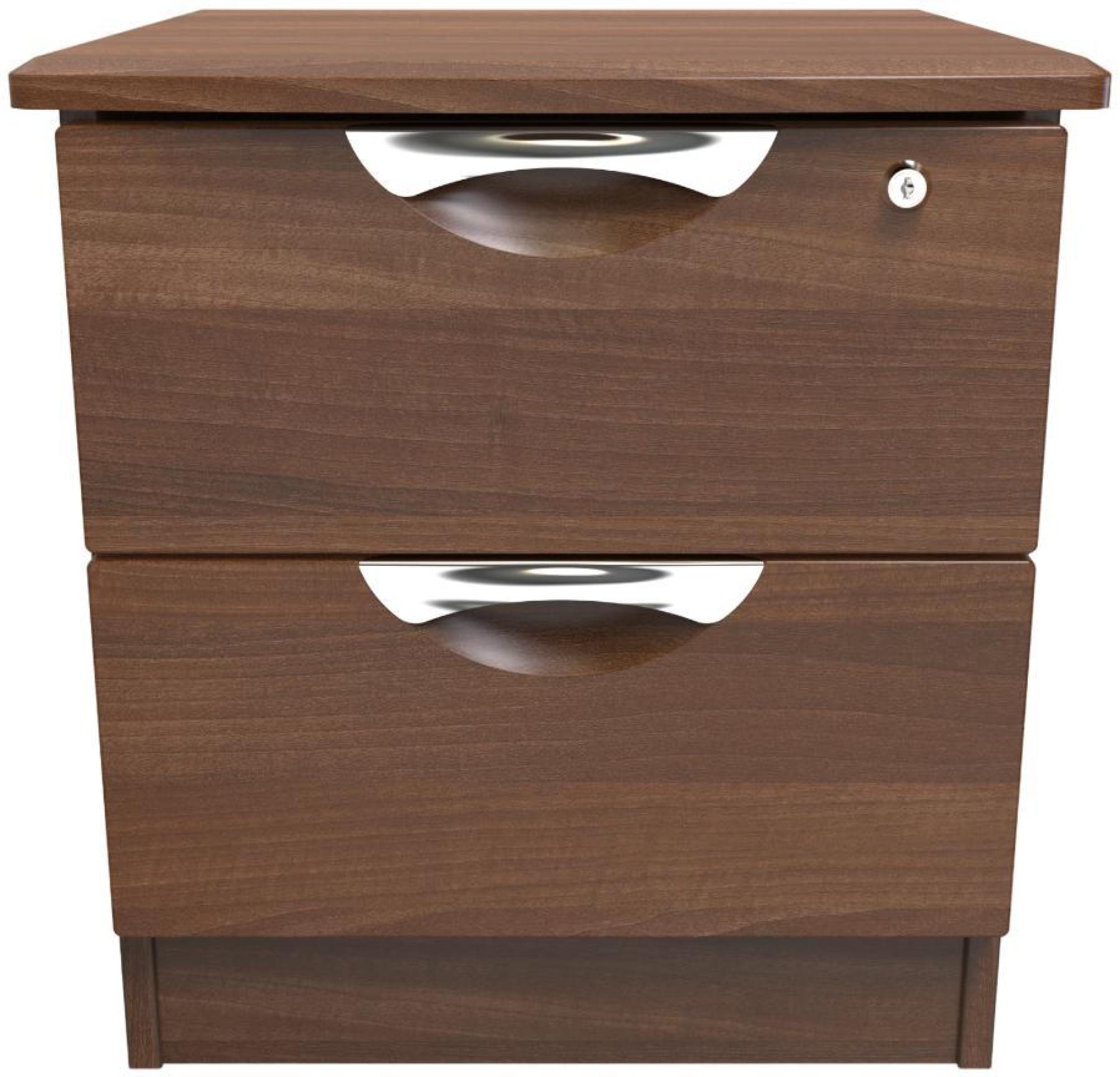Flora Bedside Cabinet - 2 Drawer with Lock - Walnut