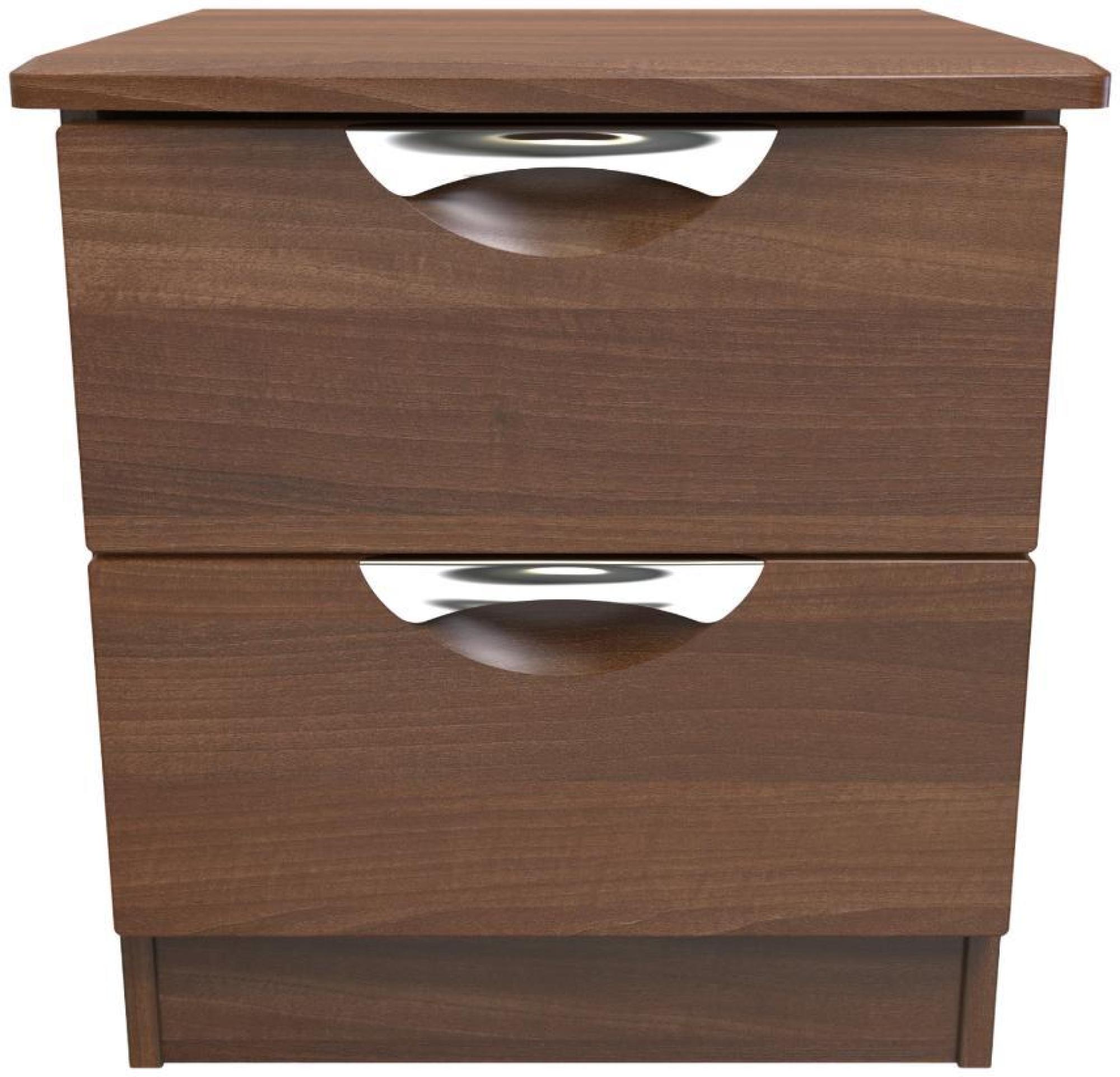 Flora Bedside Cabinet - 2 Drawer - Walnut