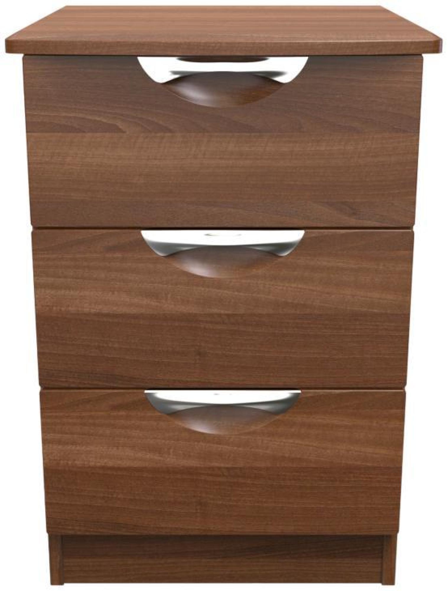 Flora Bedside Cabinet - 3 Drawer - Walnut