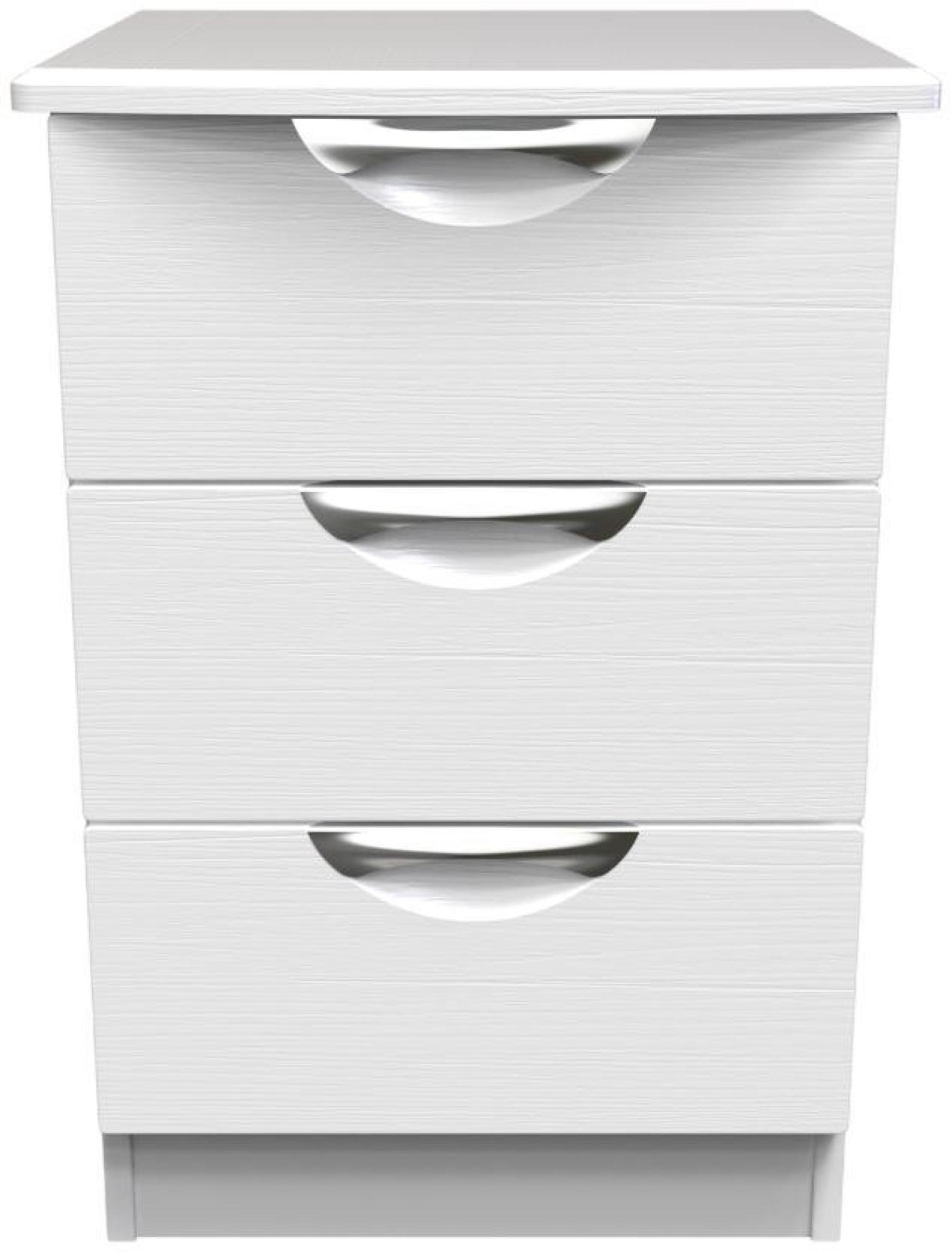 Flora Bedside Cabinet - 3 Drawer - White