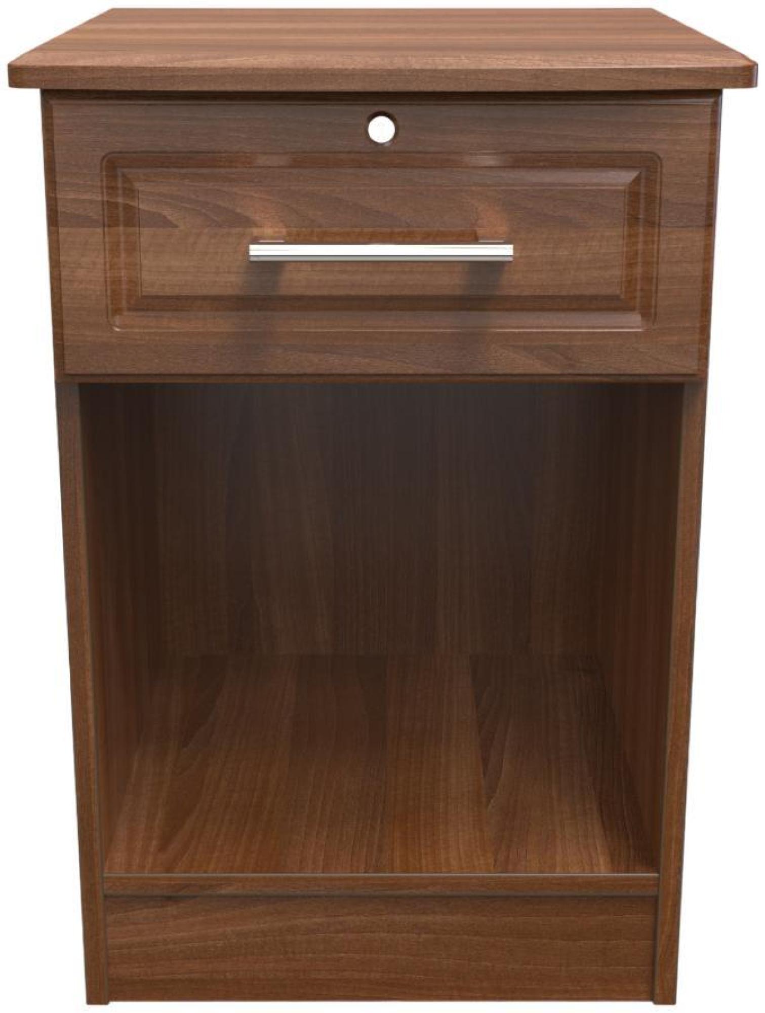 Gina Bedside Cabinet - 1 Drawer with Lock - Walnut