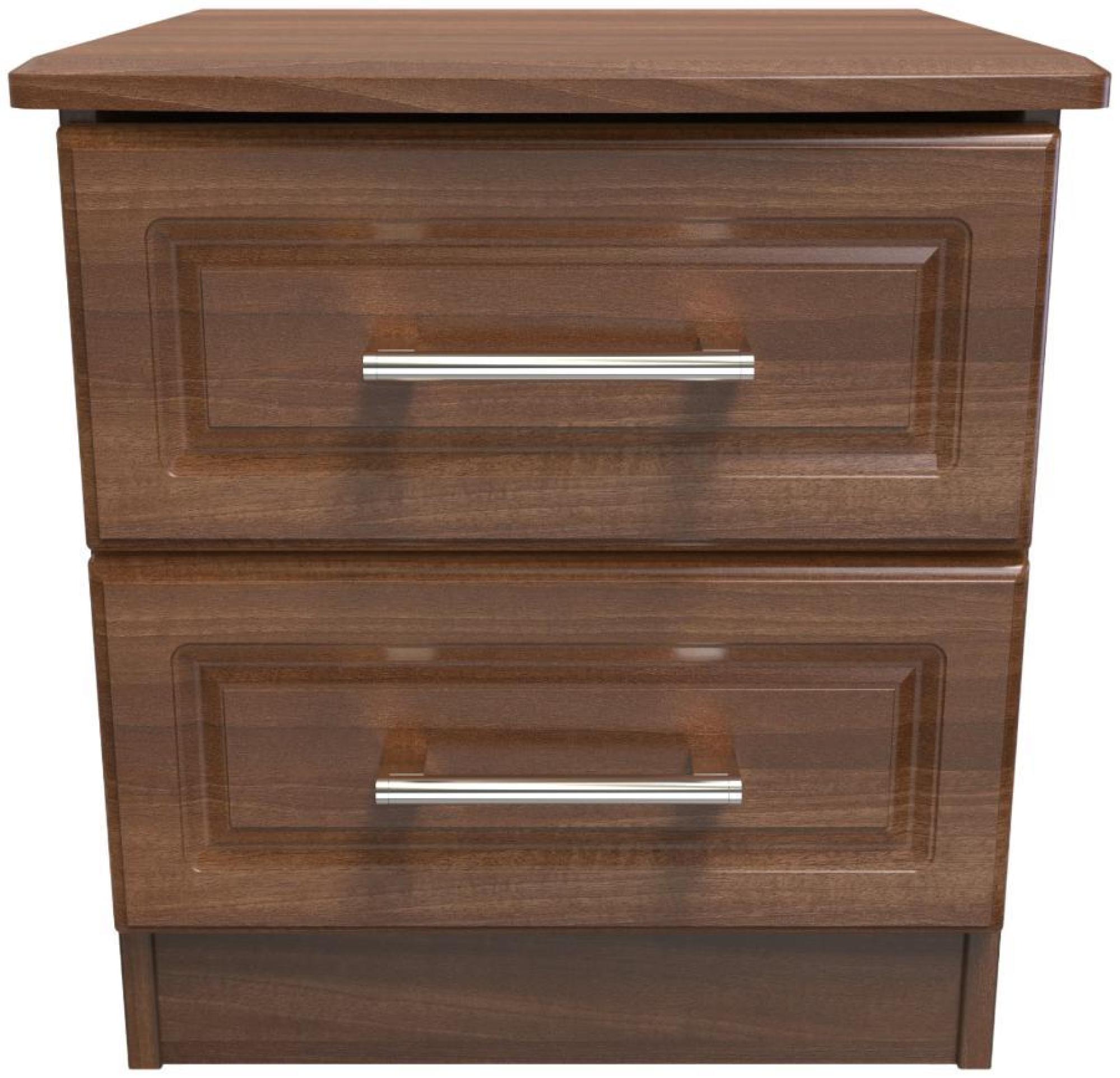 Gina Bedside Cabinet - 2 Drawer - Walnut