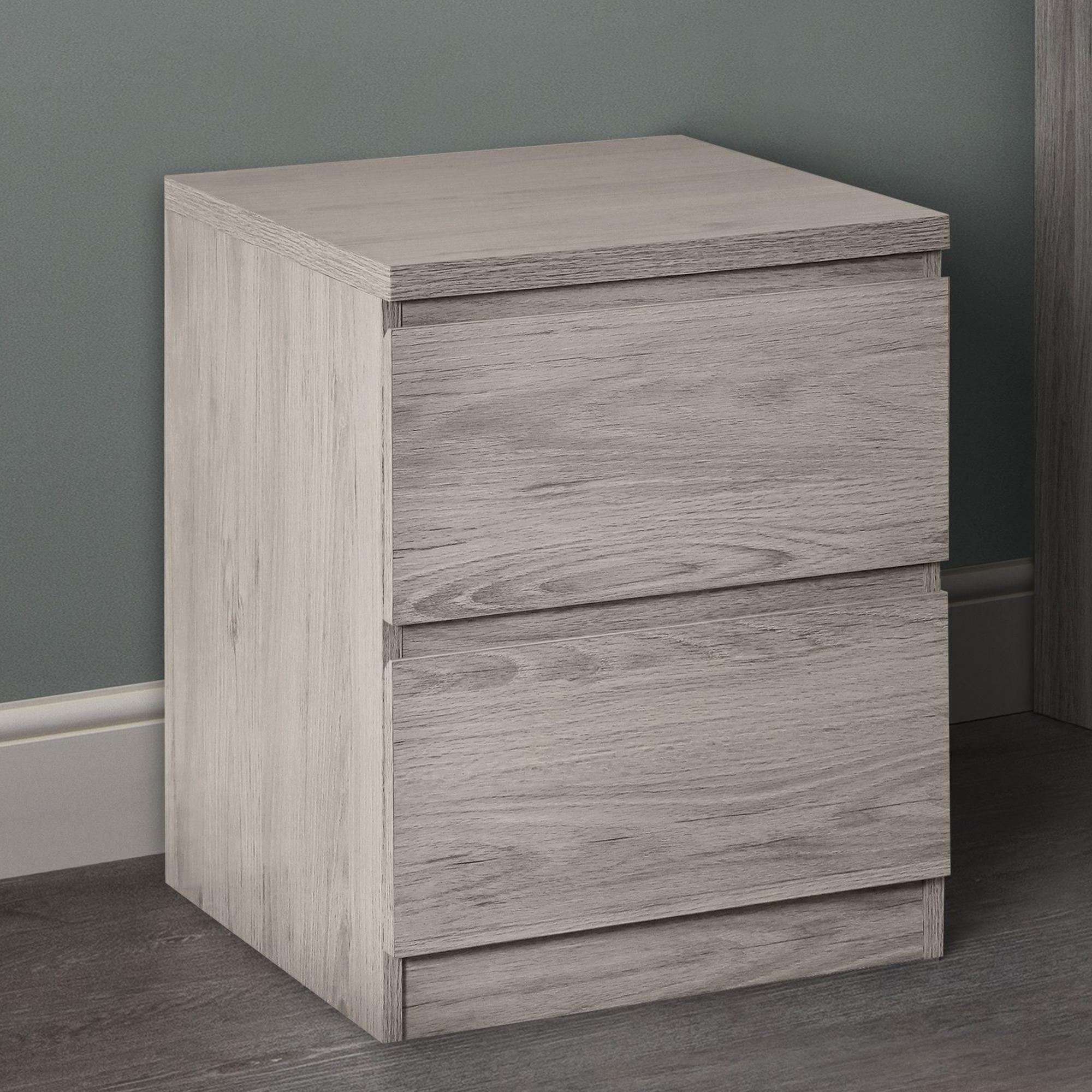 Jupiter Grey Oak Bedside Cabinet - 2 Drawer