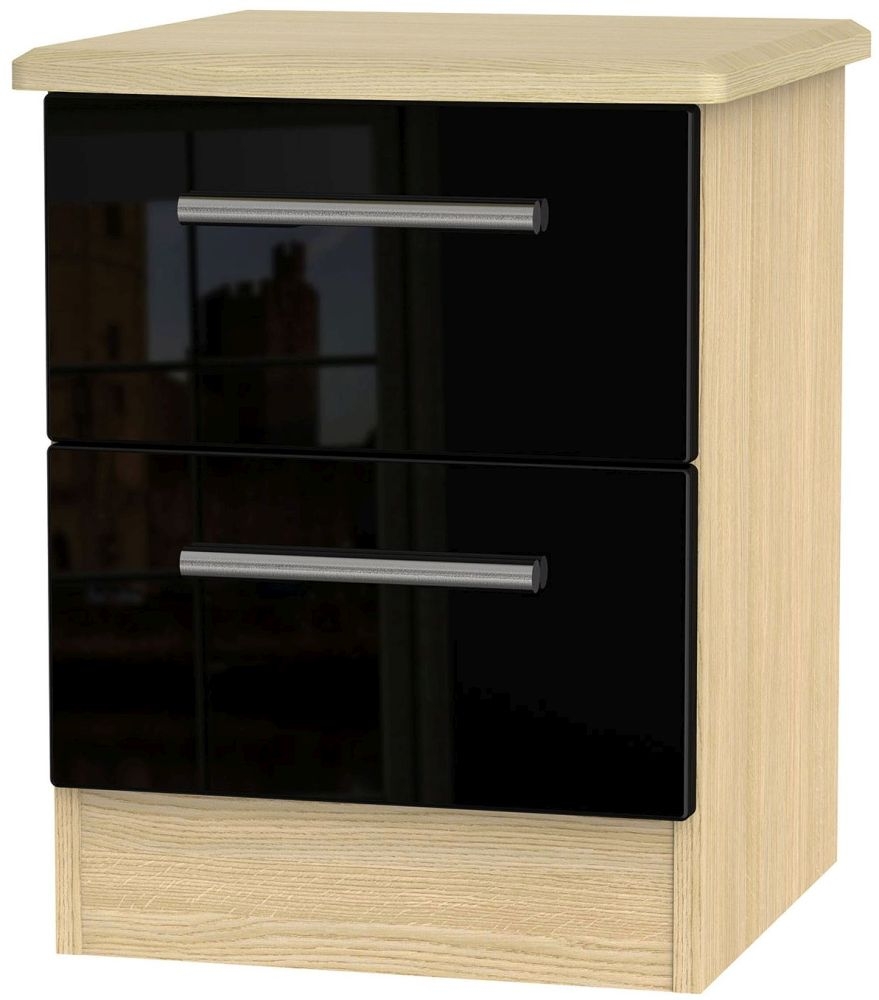 Knightsbridge Combi Wardrobe - 3 Door, 1 Mirror - Black Gloss and Walnut