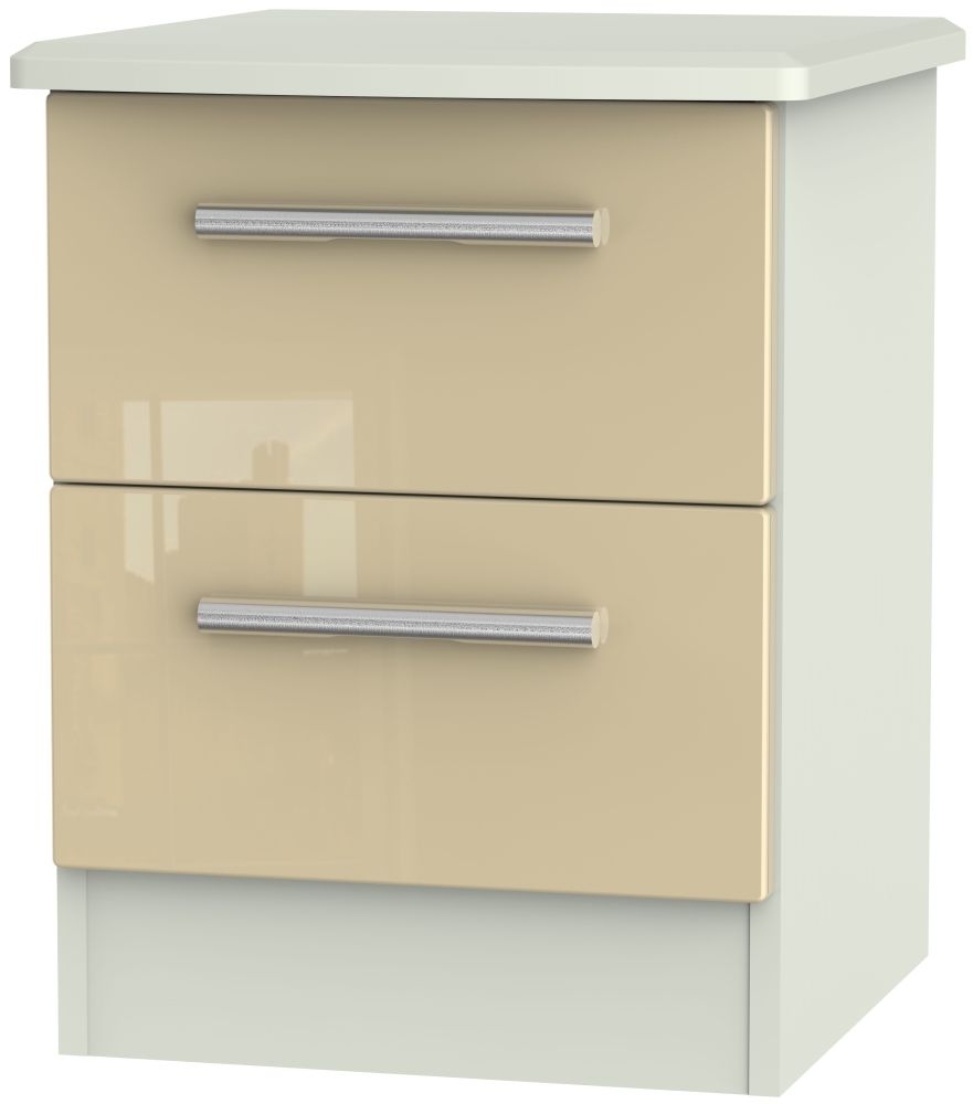 Knightsbridge Bedside Cabinet - 2 Drawer - Mushroom and Cashmere Matt
