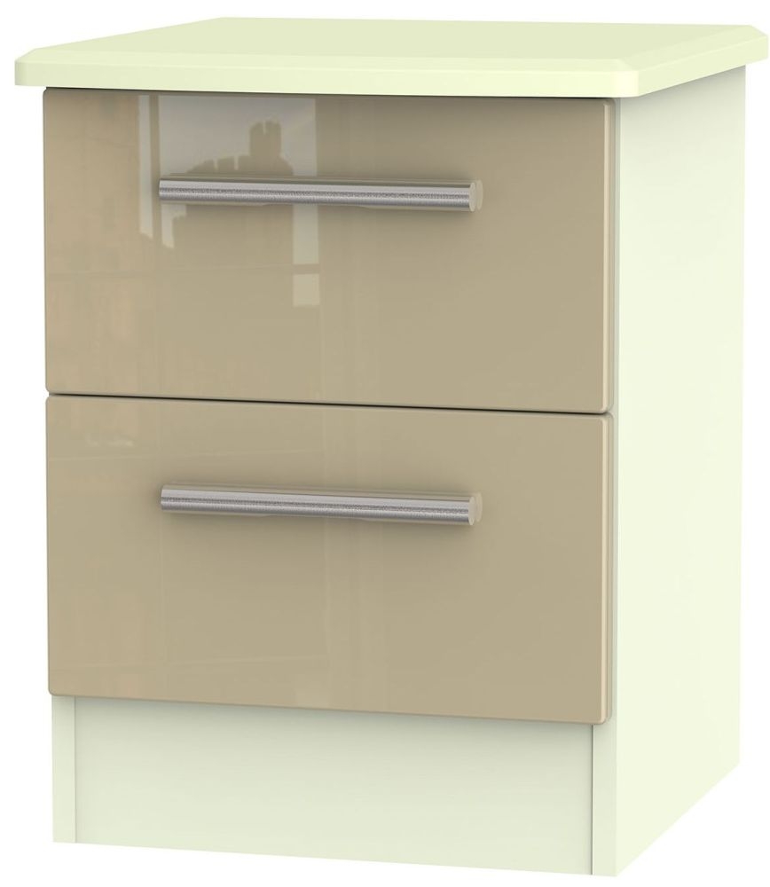 Knightsbridge Bedside Cabinet - 2 Drawer - Mushroom and Cream