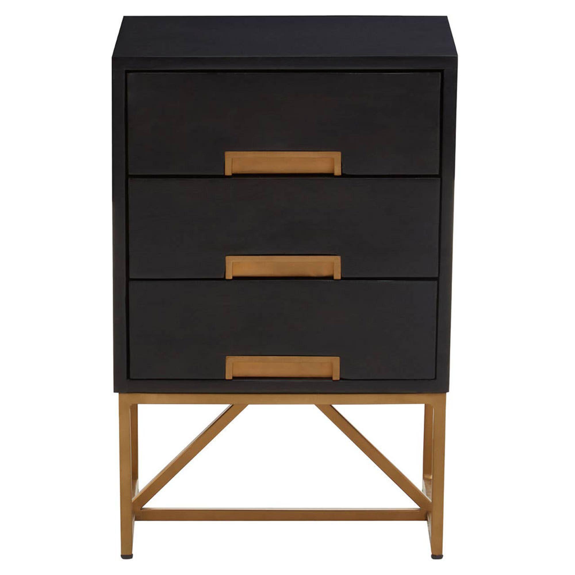 Kochi Bedside Table - 3 Drawer - Black Mango Wood