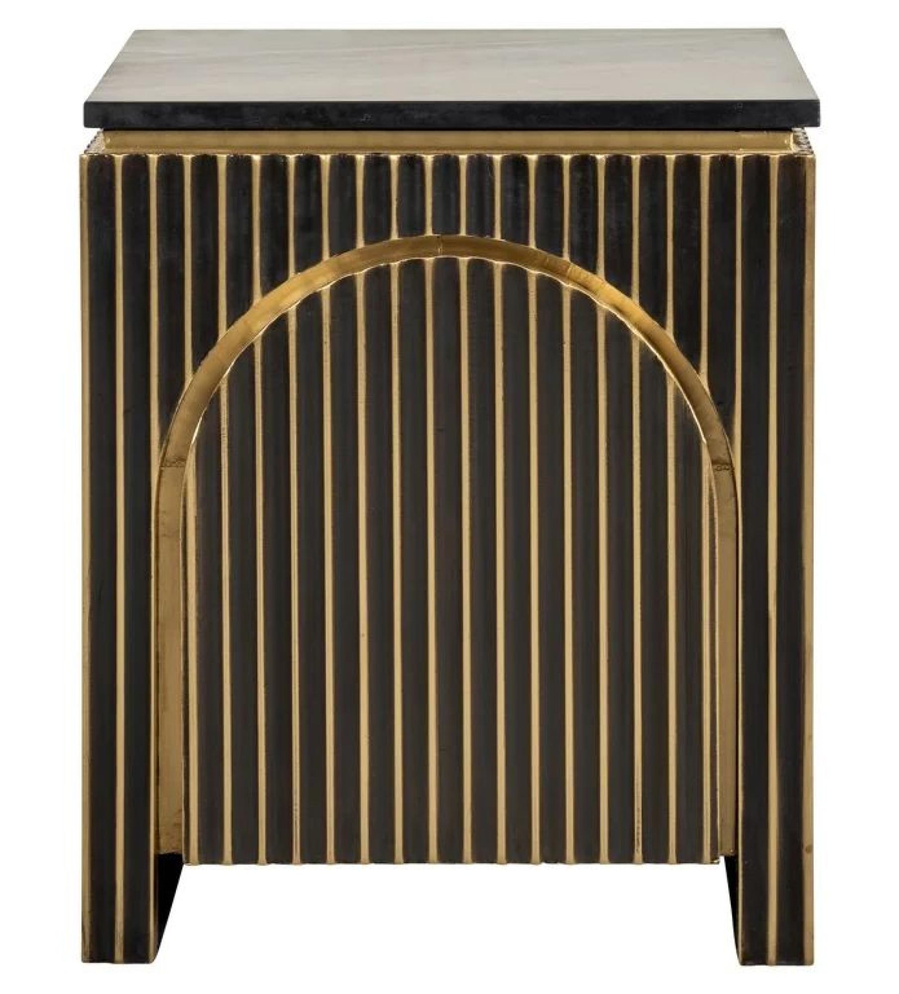 Les Arcs Brushed Gold Ribbed 1 Door Bedside Cabinet