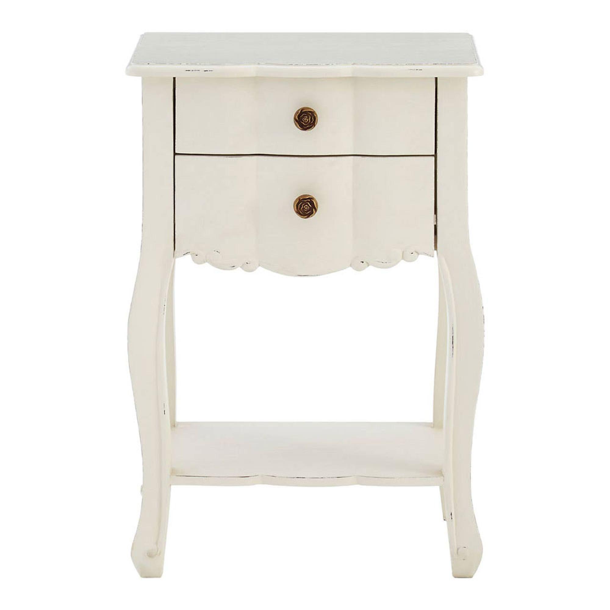 Loire Bedside Table - 2 Drawer - White