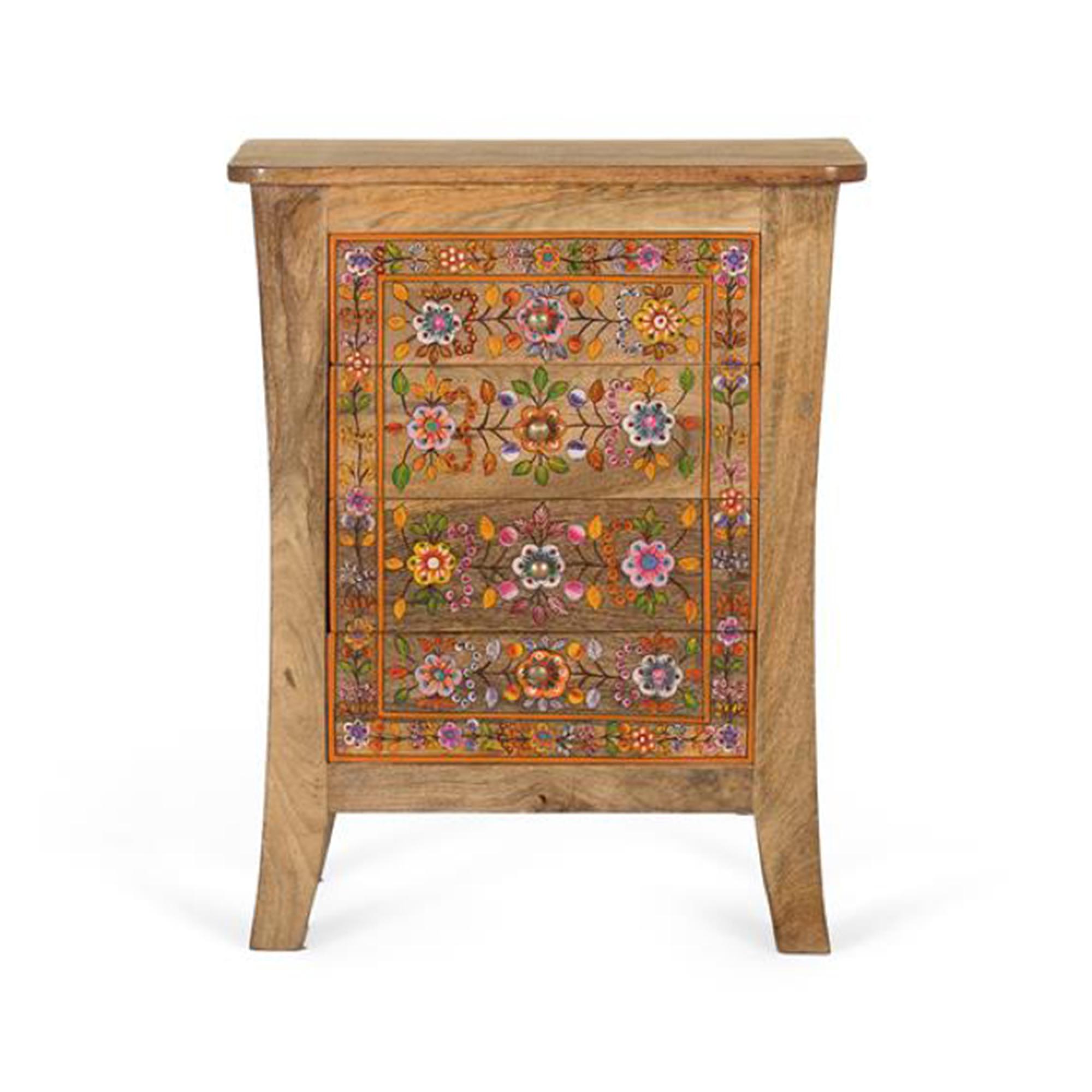 Matilda Bedside Cabinet - Mango Wood - Painted - 4 Drawer