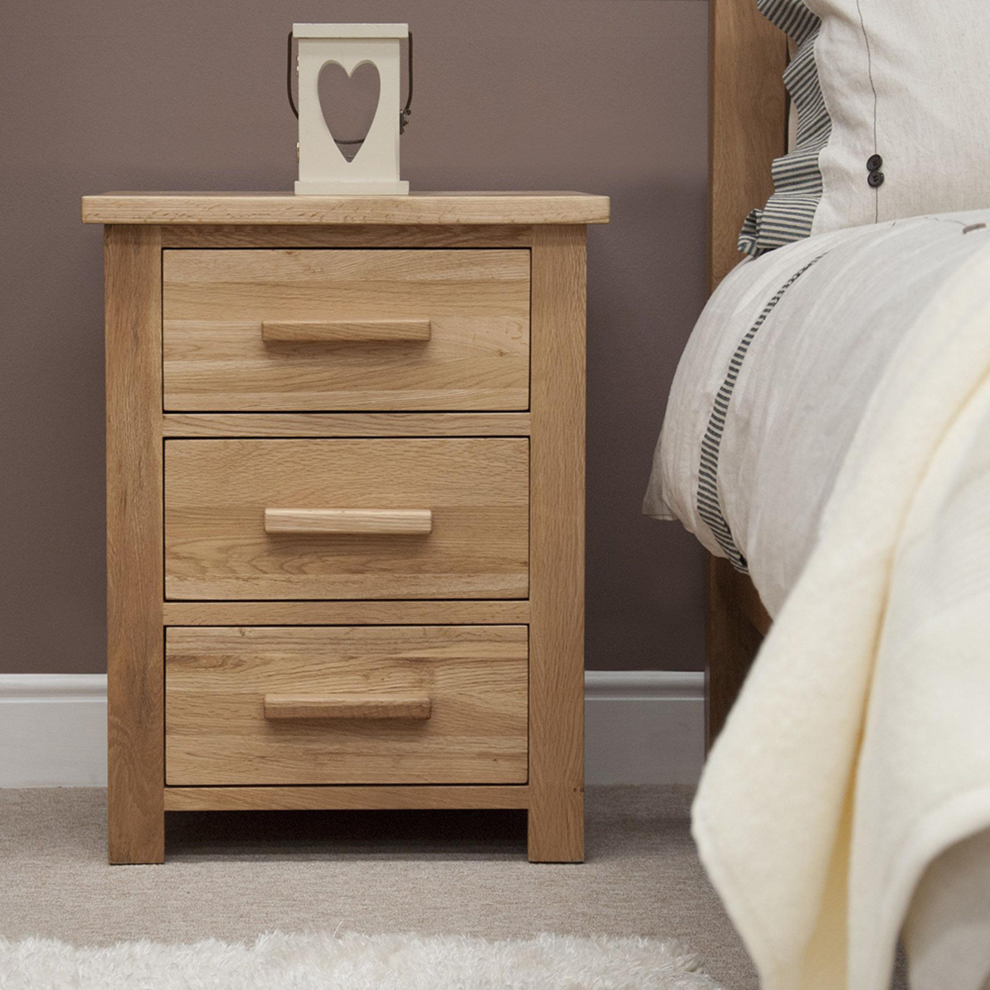 Opus Bedside Cabinet - 3 Drawer - Oak