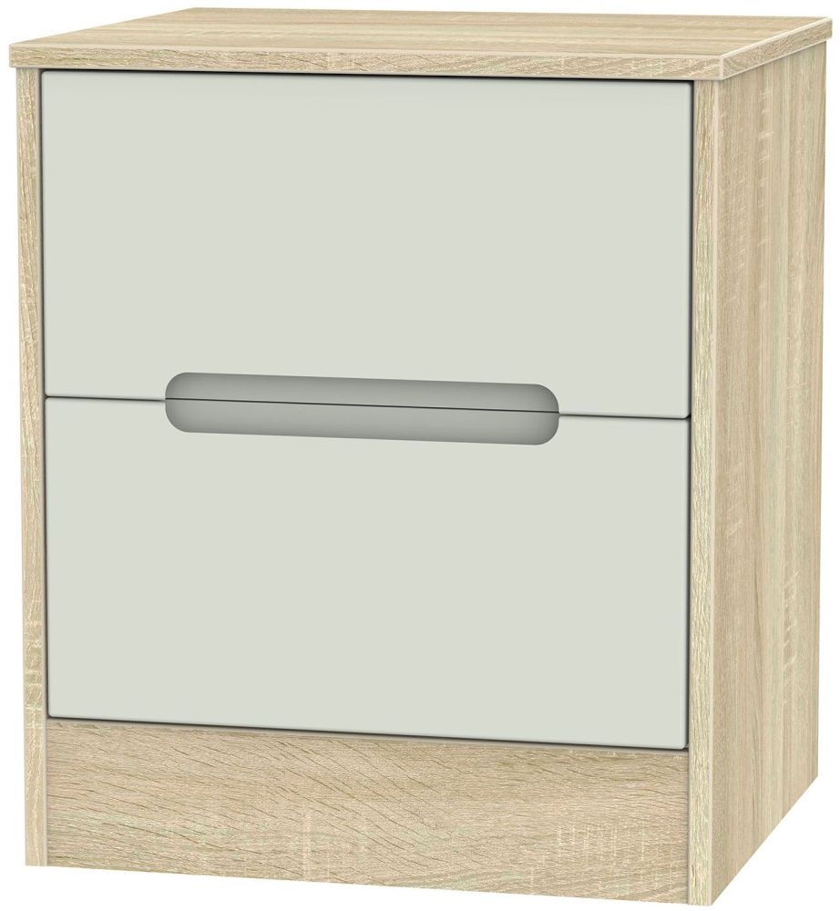 Monaco Bedside Cabinet - 2 Drawer - Cashmere and Oak