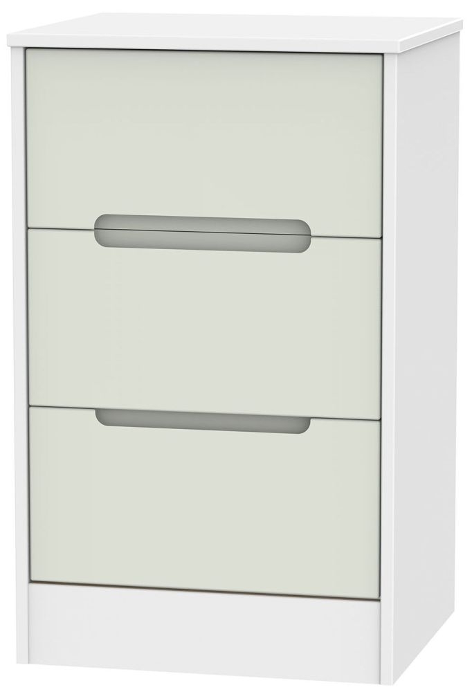 Monaco Bedside Cabinet - 3 Drawer - Cashmere and White