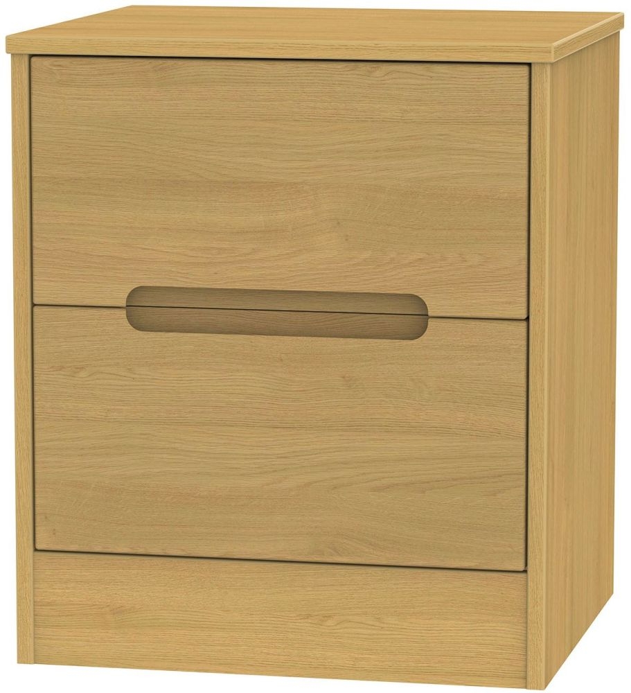 Monaco Bedside Cabinet - 2 Drawer - Modern Oak