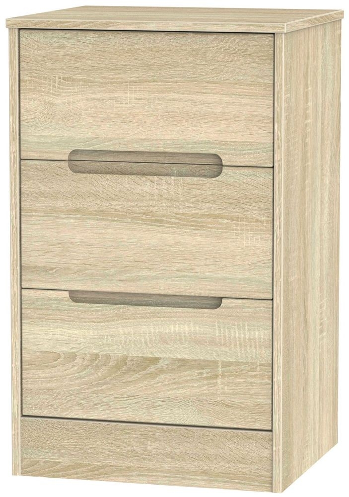 Monaco Bedside Cabinet - 3 Drawer - Oak