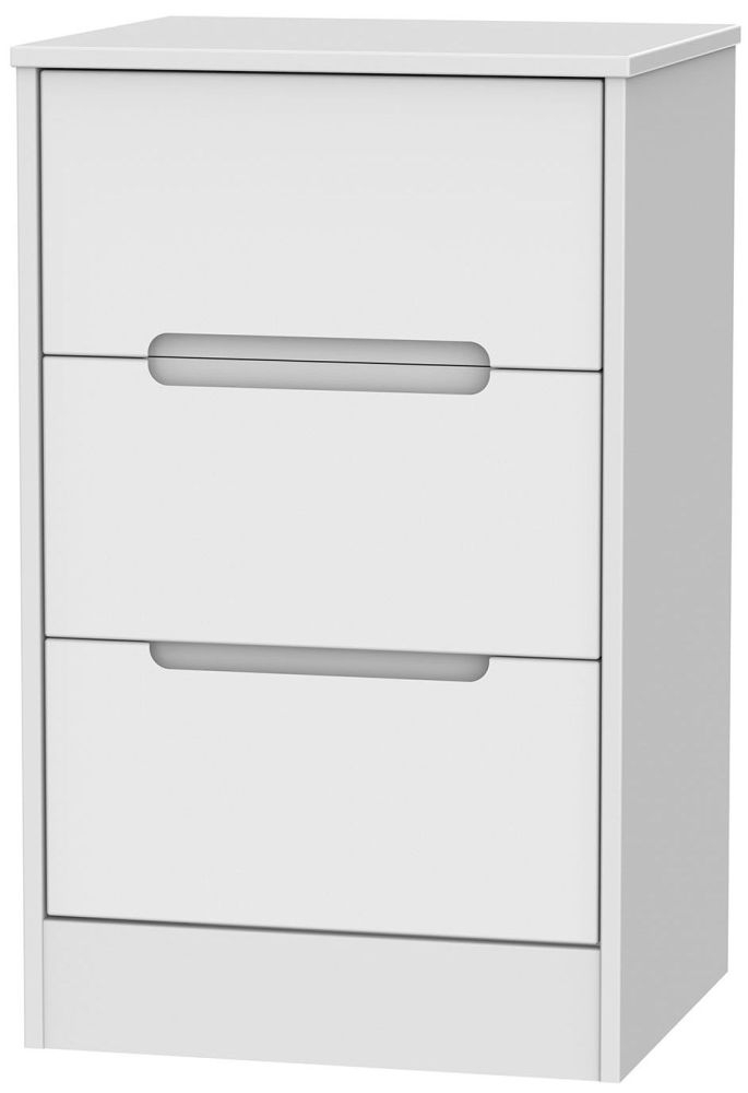 Monaco Bedside Cabinet - 3 Drawer - White