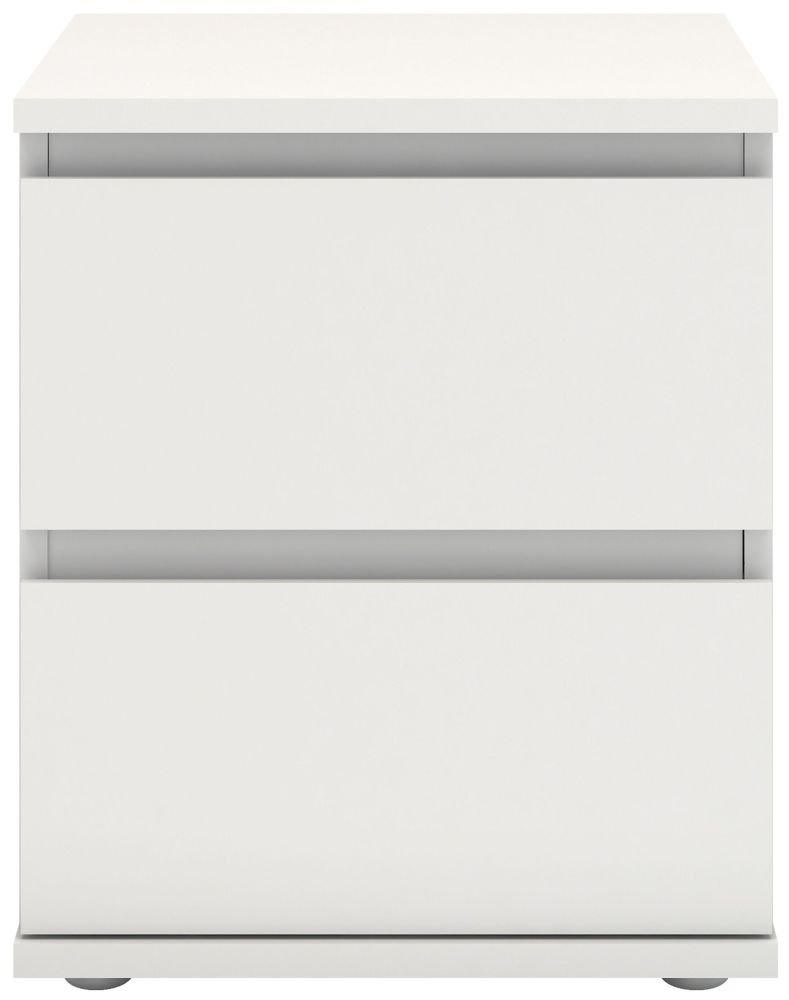 Nova Bedside Cabinet - 2 Drawer - White