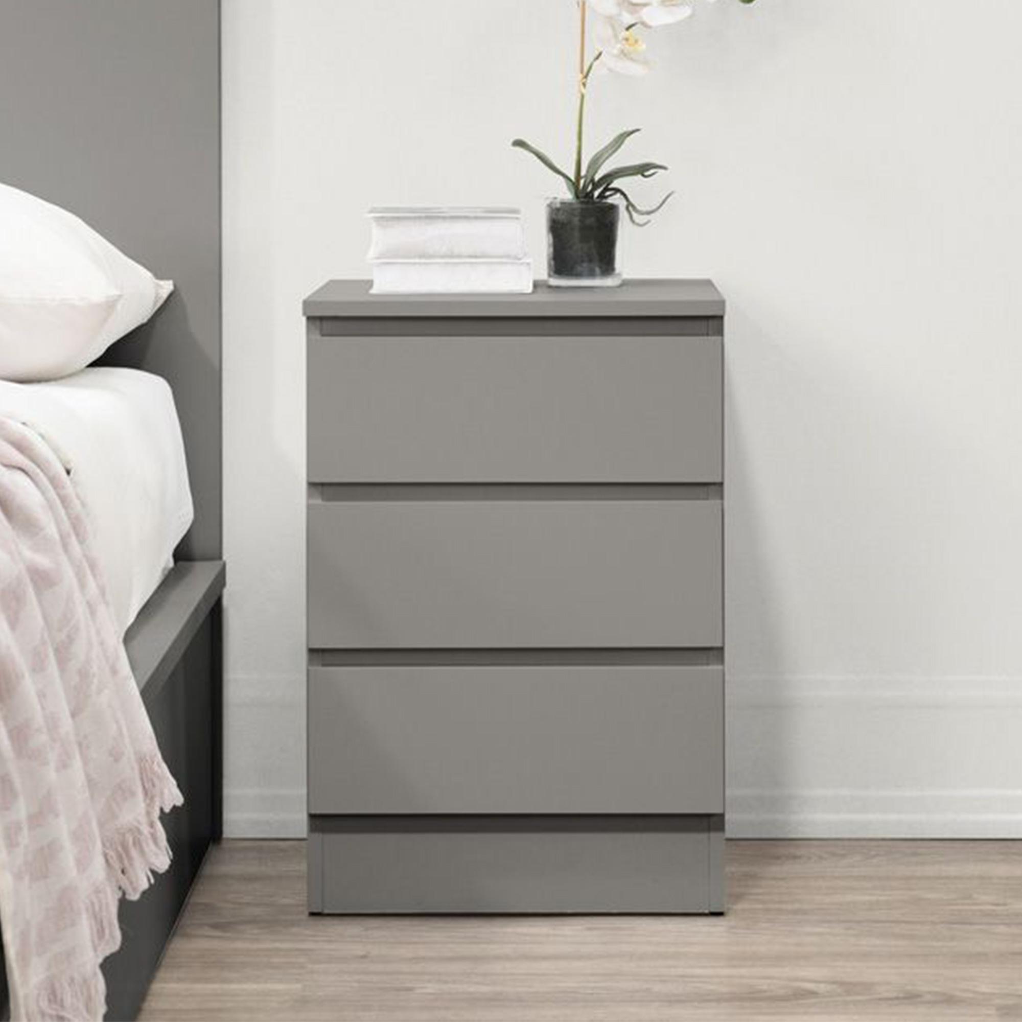 Oslo Bedside Cabinet - 3 Drawer - Grey