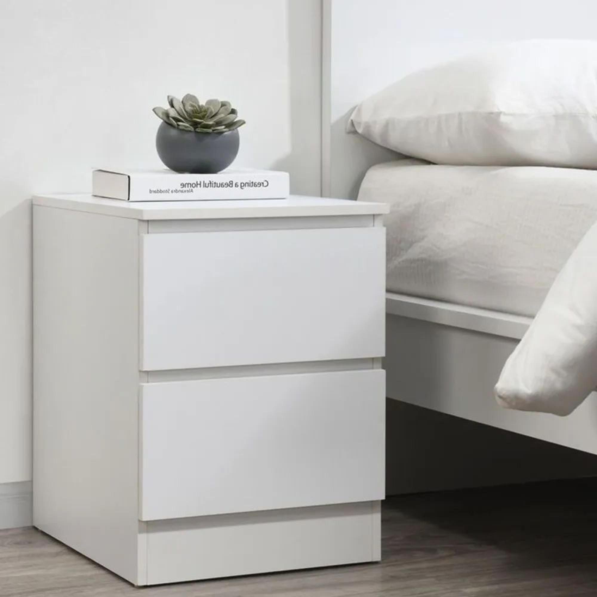 Oslo Bedside Cabinet - 2 Drawer - White