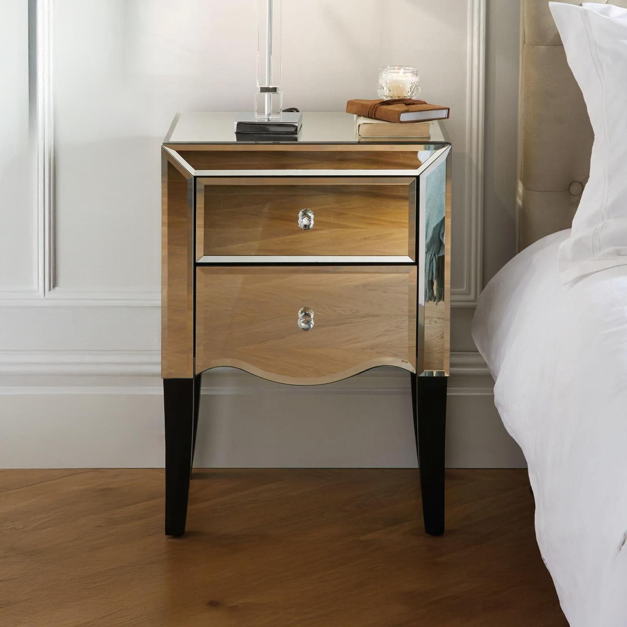Palermo 2 Drawer Bedside Cabinet - Mirrored