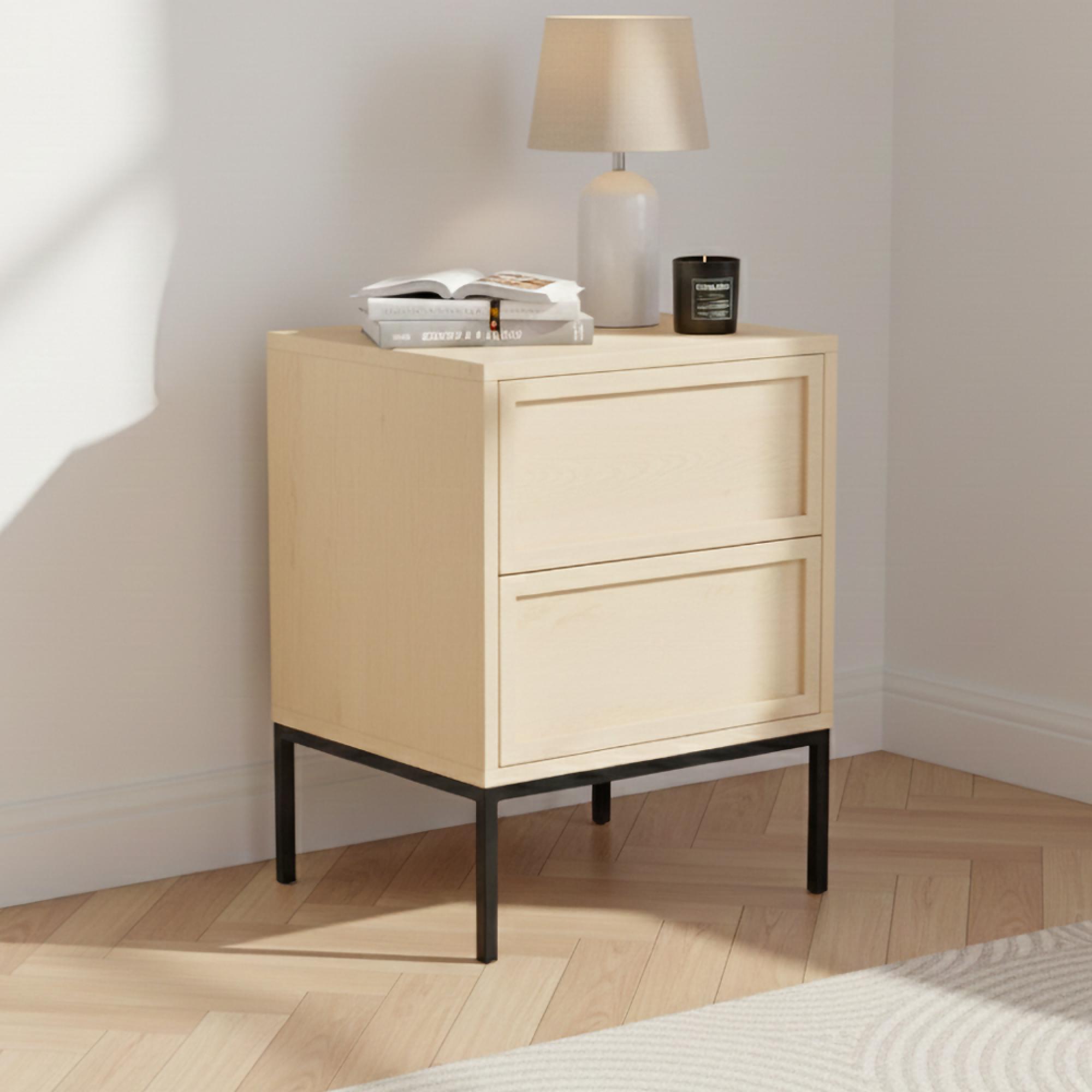 Palmdale Bedside Table - 2 Drawer - Oak