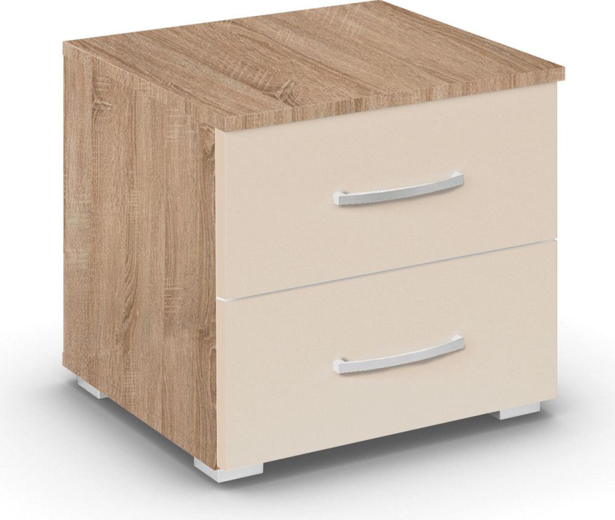 Aditio Bedside Cabinet - 2 Drawer - Sonoma Oak & Champagne