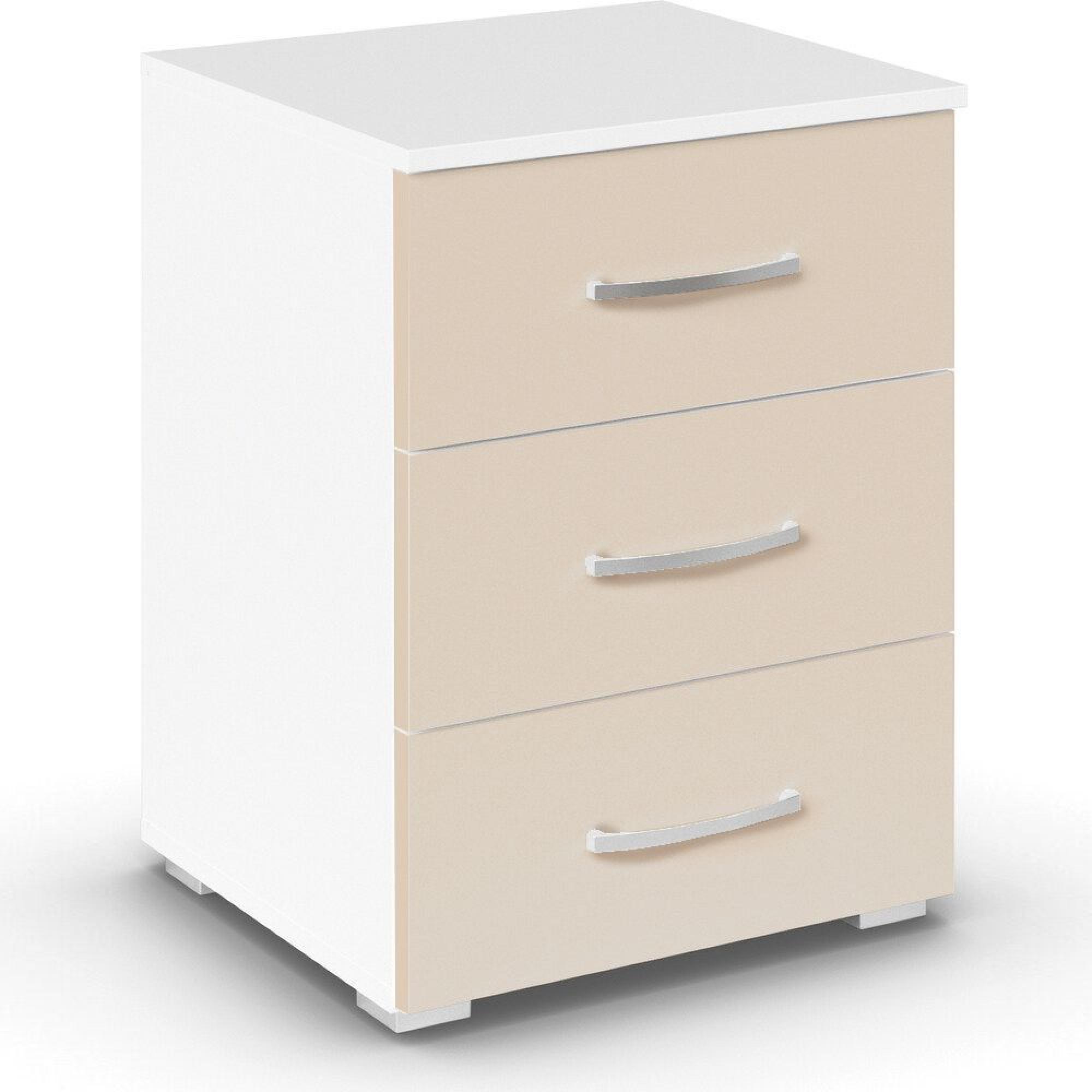 Aditio Bedside Cabinet - 3 Drawer - Alpine White & Champagne