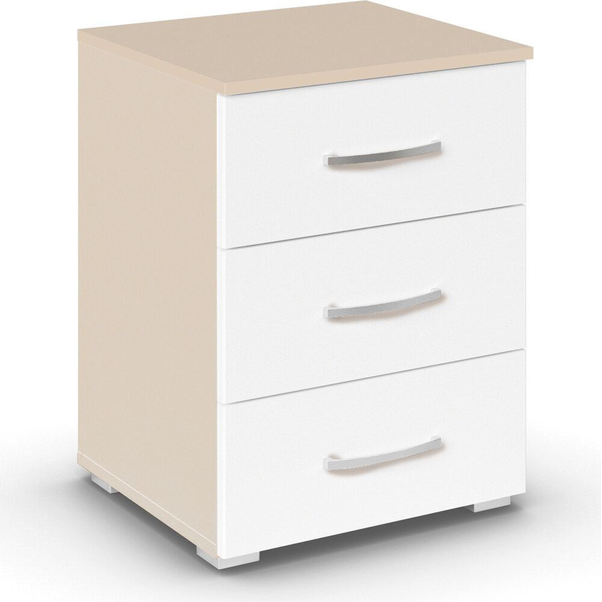 Aditio Bedside Cabinet - 3 Drawer - Champagne & Alpine White