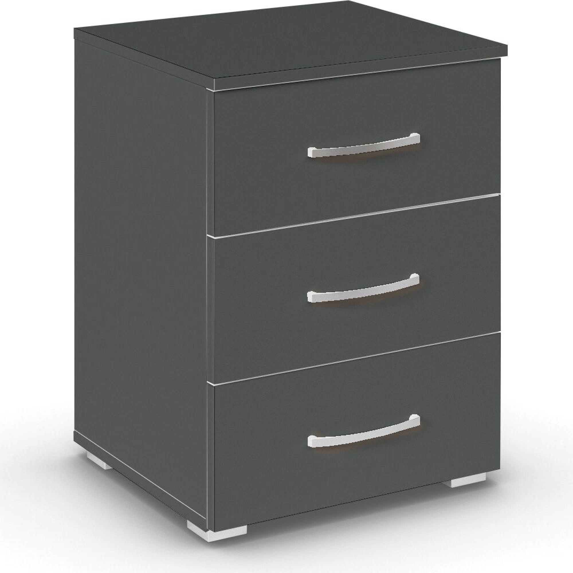 Aditio Bedside Cabinet - 3 Drawer - Metallic Dark Grey