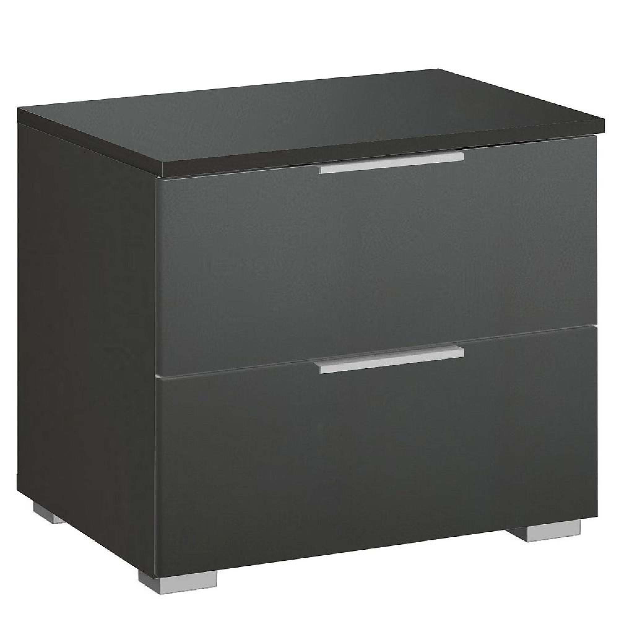 Alabama Bedside Cabinet - 2 Drawer - Metallic Dark Grey