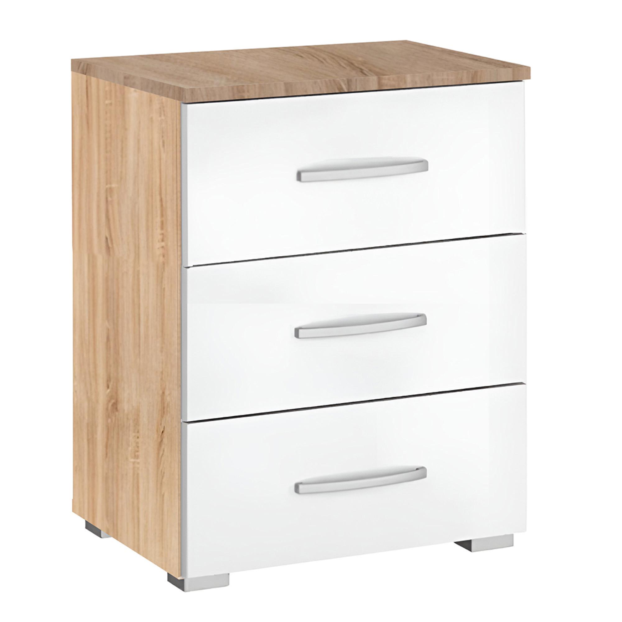 Alegro Bedside Cabinet - 3 Drawer - Sonoma Oak & Alpine White